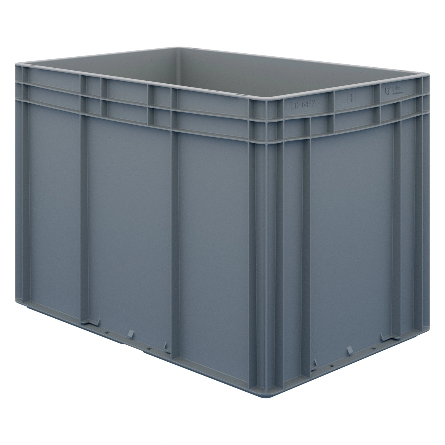 Евроконтейнер ЕС-6442.4 600х400х420 мм iPlast светло-серый с усиленным дном, закрытыми ручками