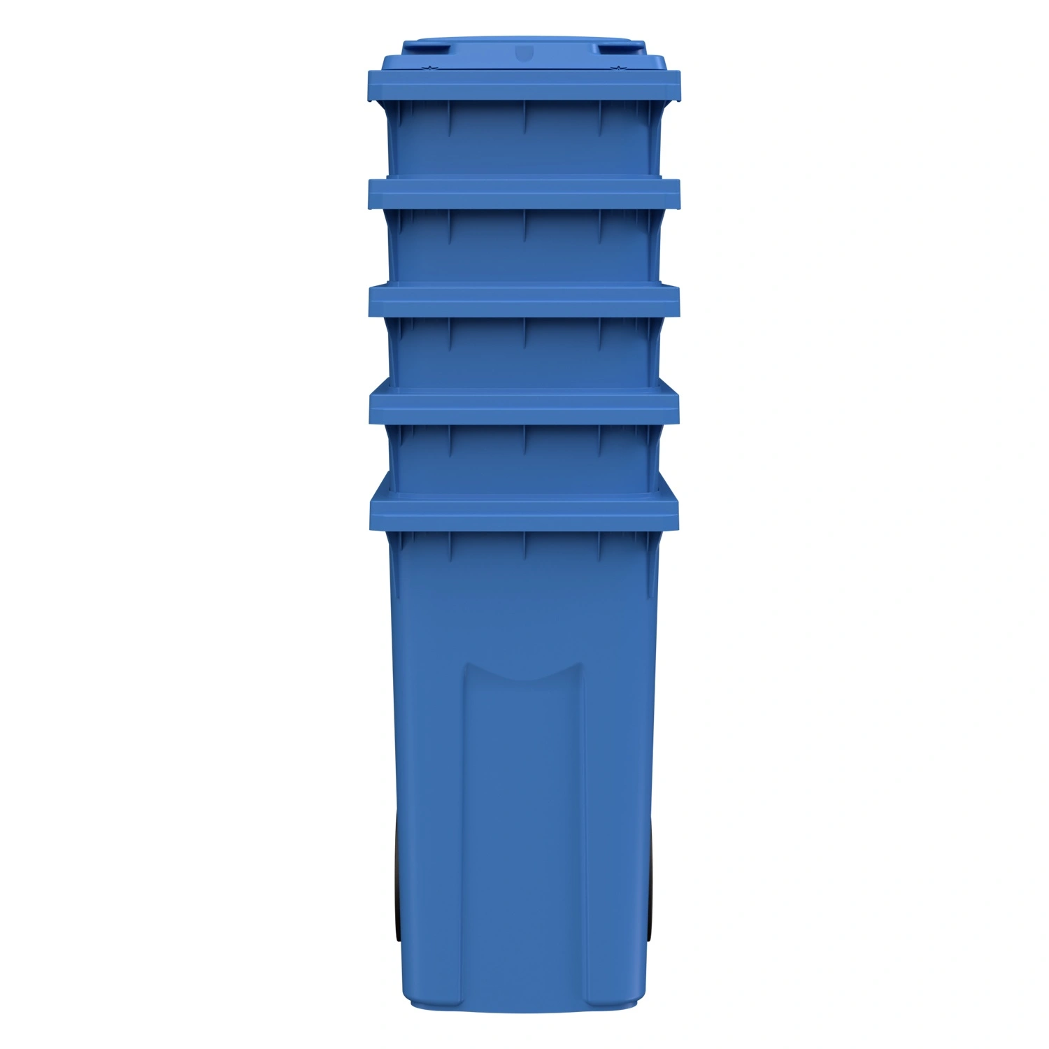 Мусорный контейнер 360 л iPlast тёмно-голубой 2-колёсный (д. 300 мм) с тёмно-голубой крышкой