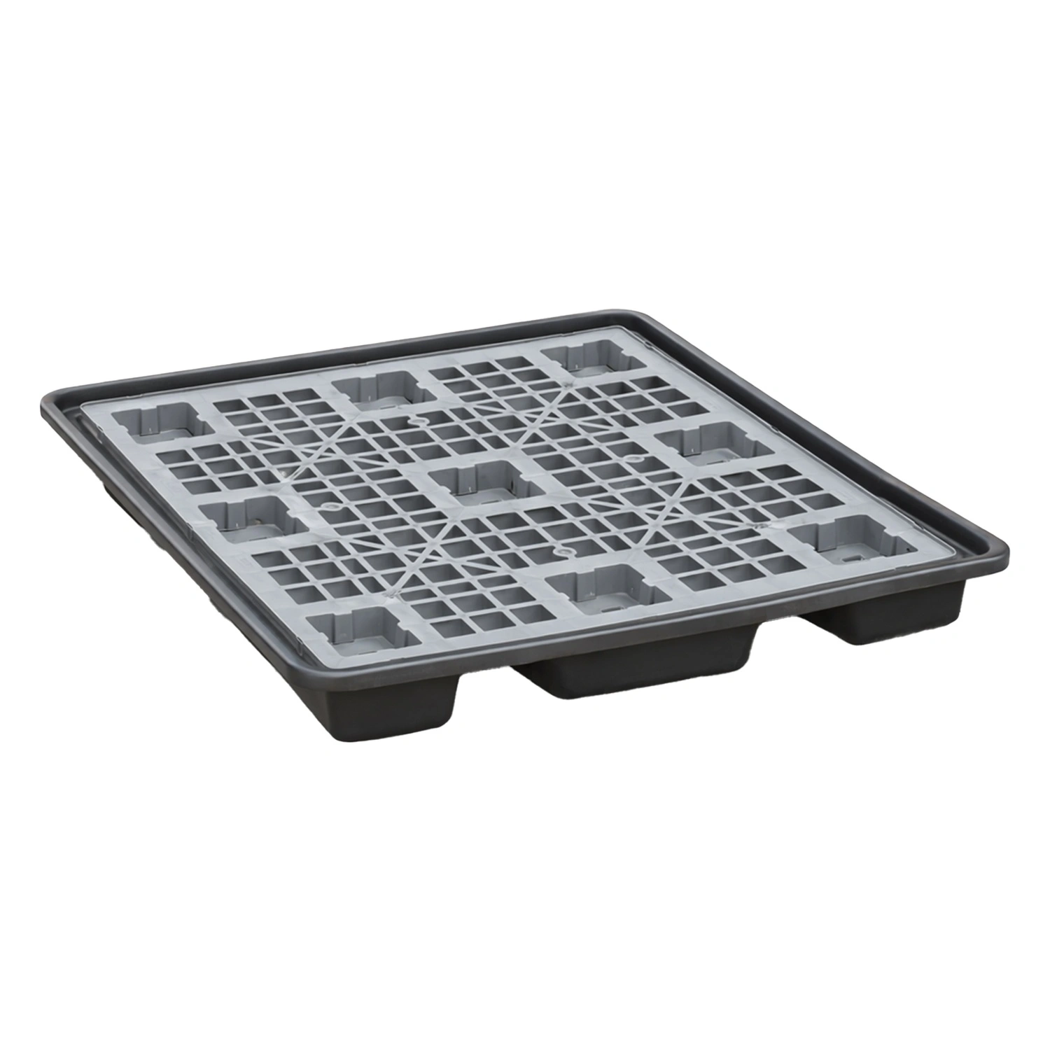 Сточный поддон 1276х1276х160 мм чёрный для 4 бочек