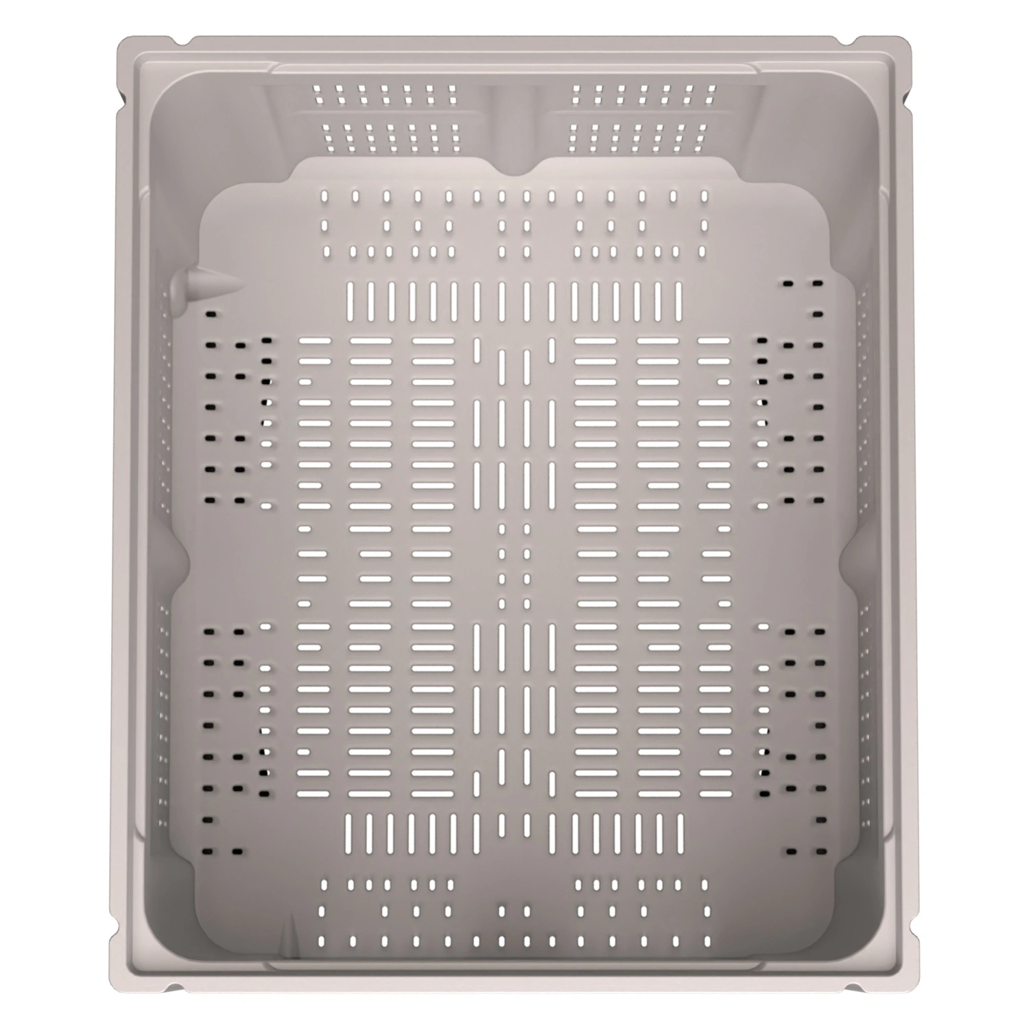 Большой контейнер 1200x1000x780 мм iPlast iBOX светло-серый c перфорированными стенками и дном, на полозьях