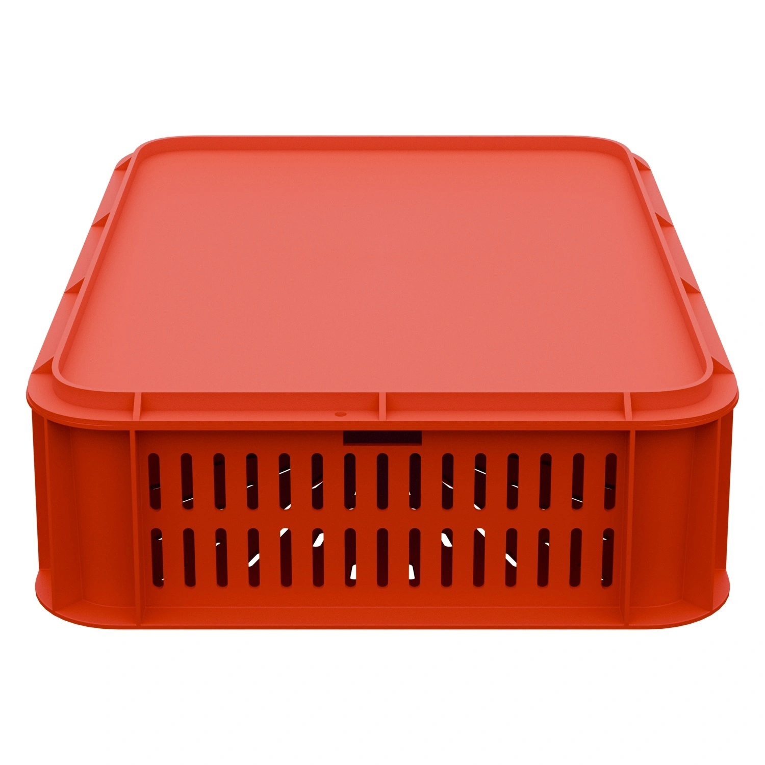 Пищевой ящик универсальный 435х335х110 мм iPlast красный ЭКО с перфорированными стенками сплошным дном и крышкой
