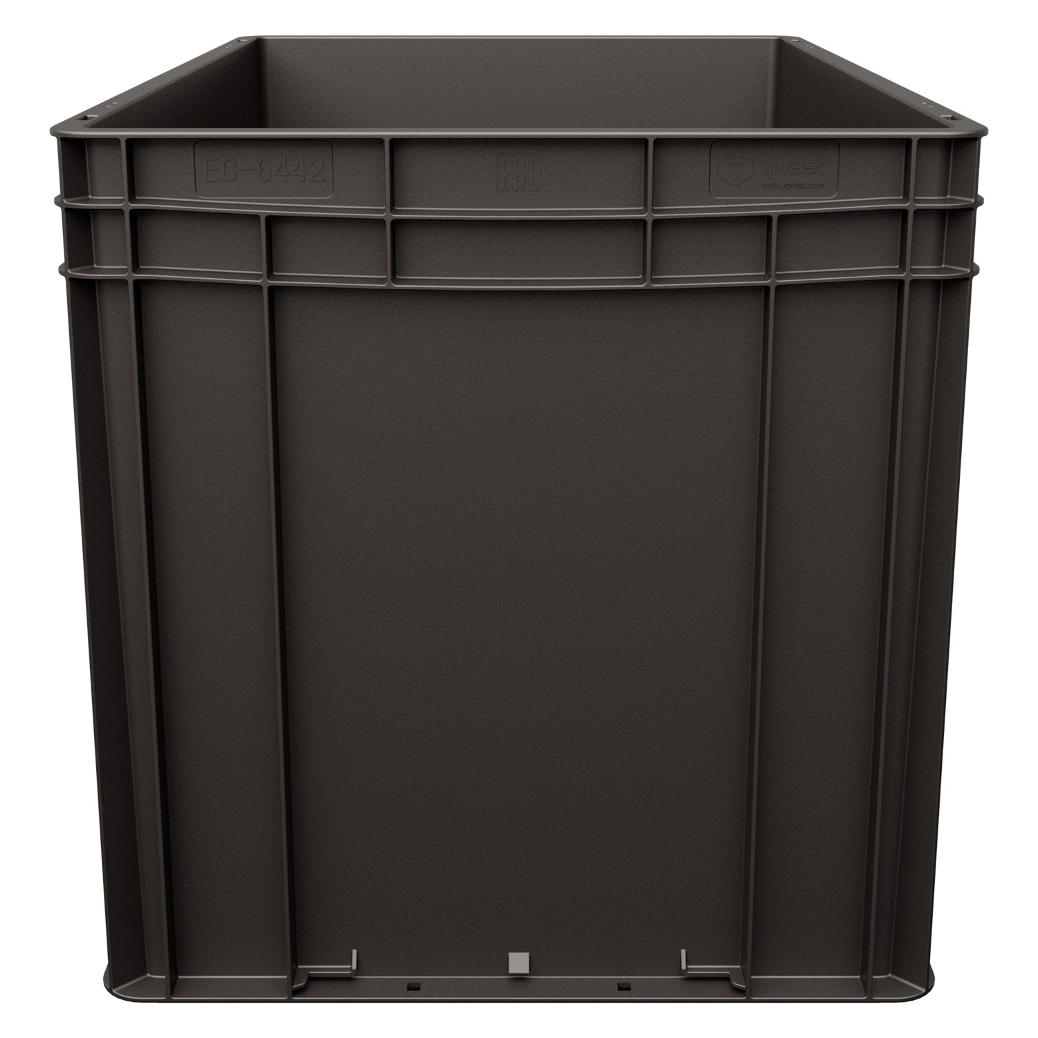 Евроконтейнер ЕС-6442.2 600х400х420 мм iPlast чёрный ЭКО со сплошным дном, закрытыми ручками
