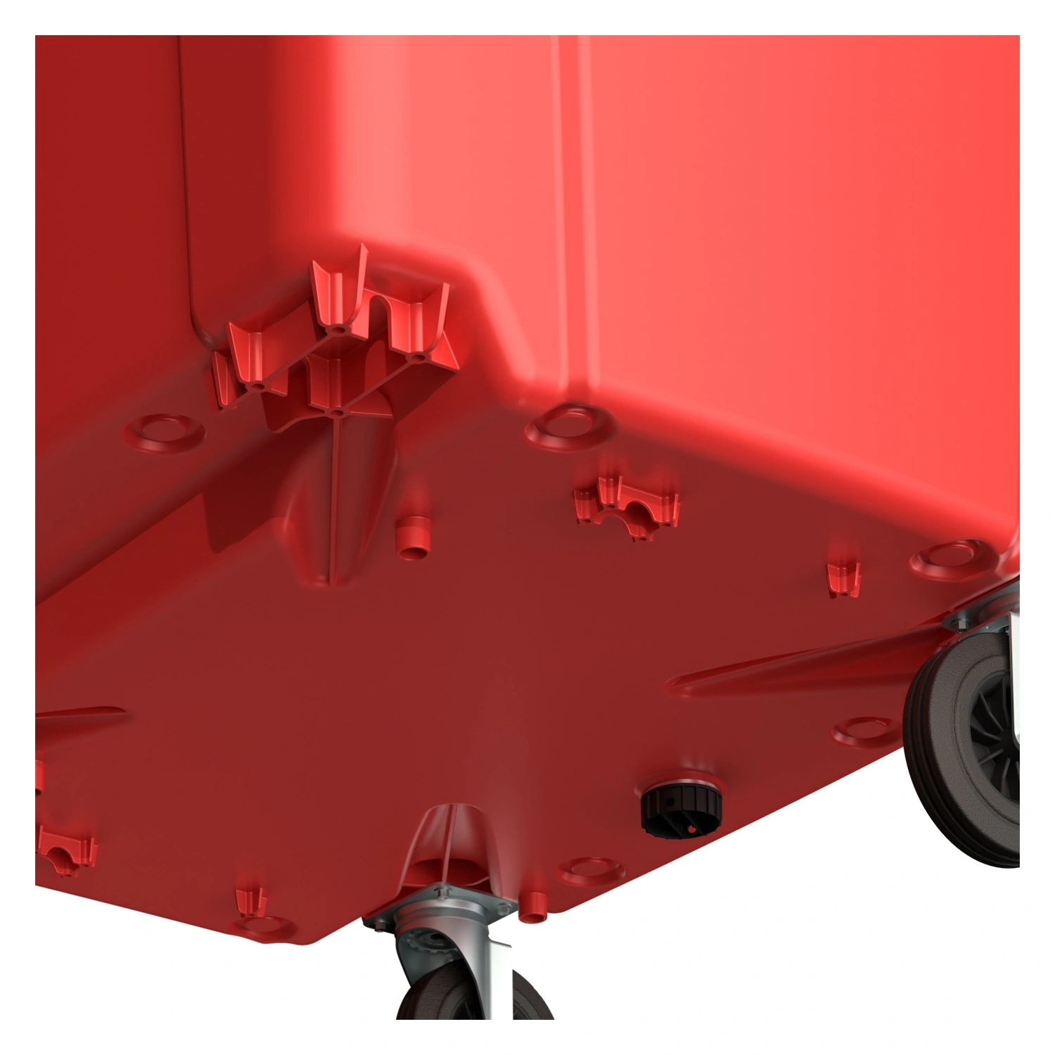 Мусорный контейнер 1100 л iPlast красный 4-колёсный с красной крышкой N1 (20.807.1)