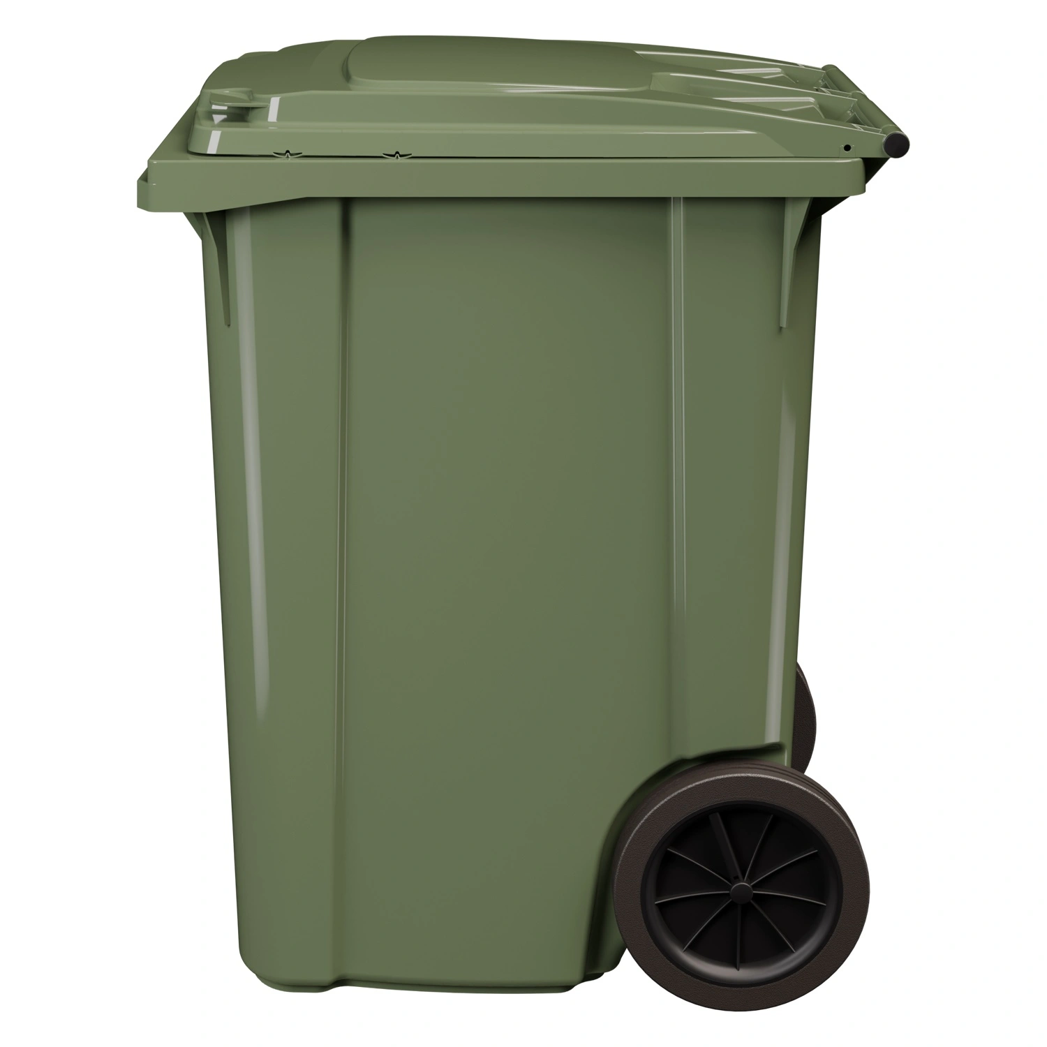 Мусорный контейнер 360 л iPlast зелёный 2-колёсный (д. 300 мм) с зелёной крышкой