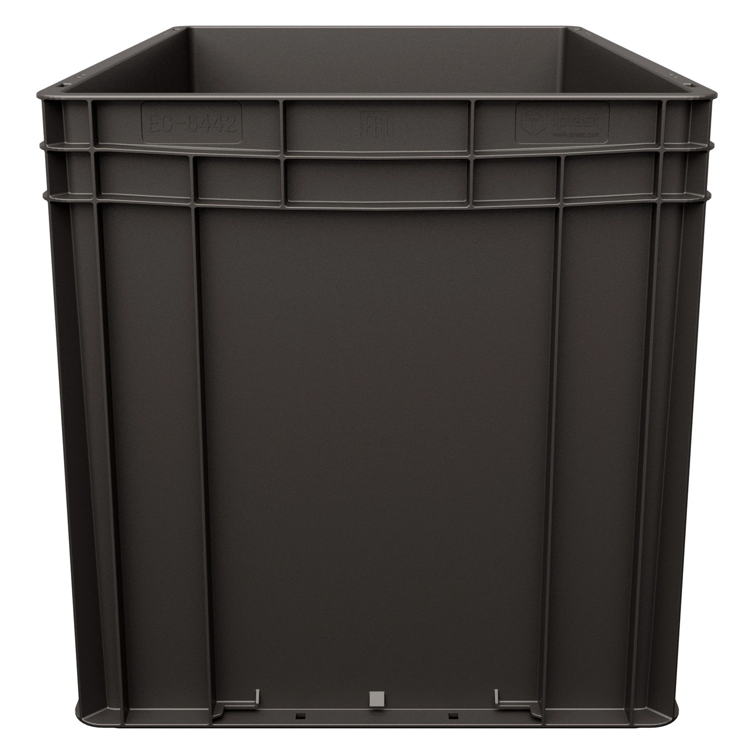 Евроконтейнер ЕС-6442.4 600х400х420 мм iPlast чёрный ЭКО с усиленным дном, закрытыми ручками