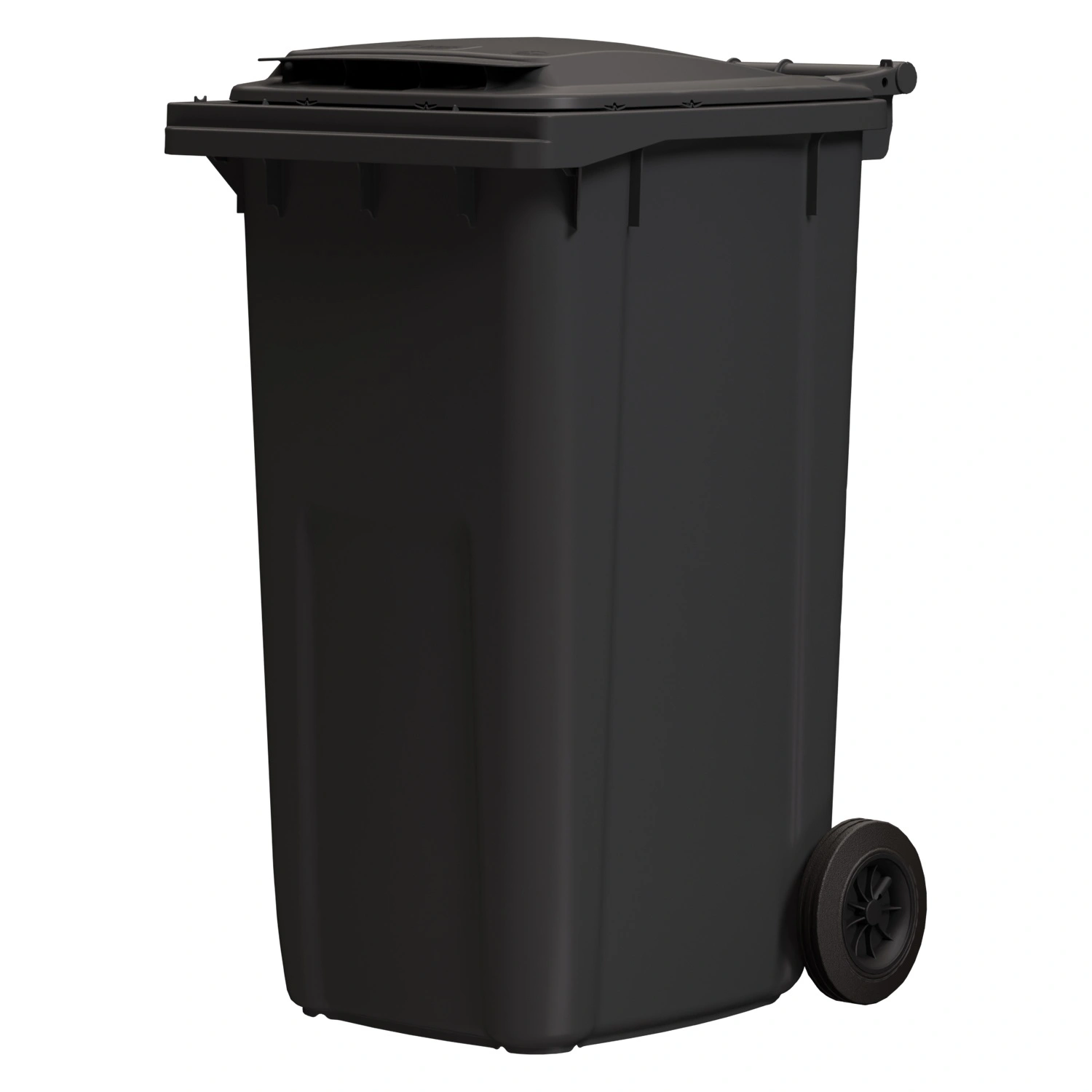 Мусорный контейнер 240 л iPlast тёмно-серый 2-колёсный (д. 200 мм) с тёмно-серой крышкой NEW (20.808)