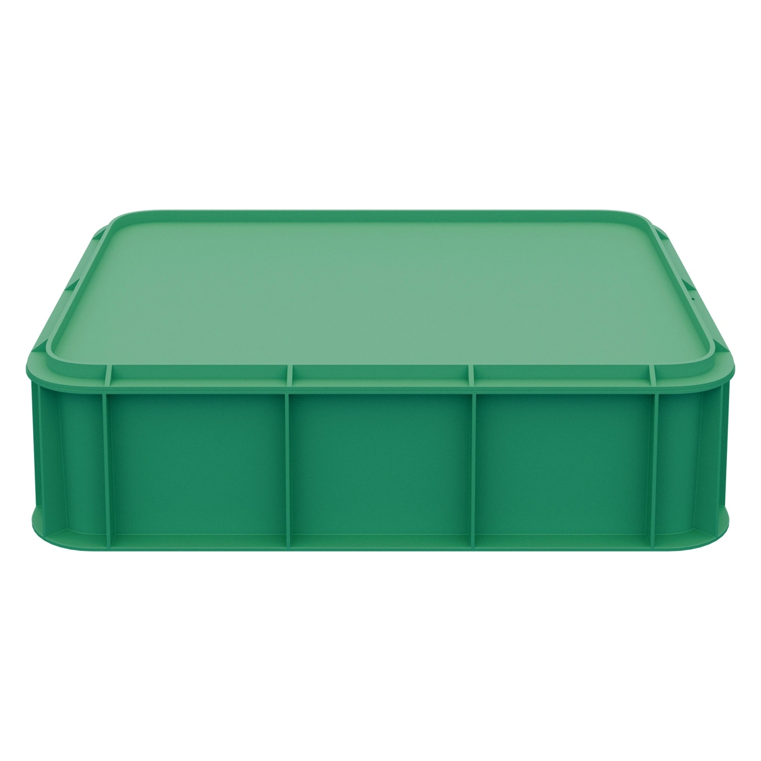 Пищевой ящик универсальный 435х335х110 мм iPlast зелёный ЭКО со сплошными стенками, дном и крышкой