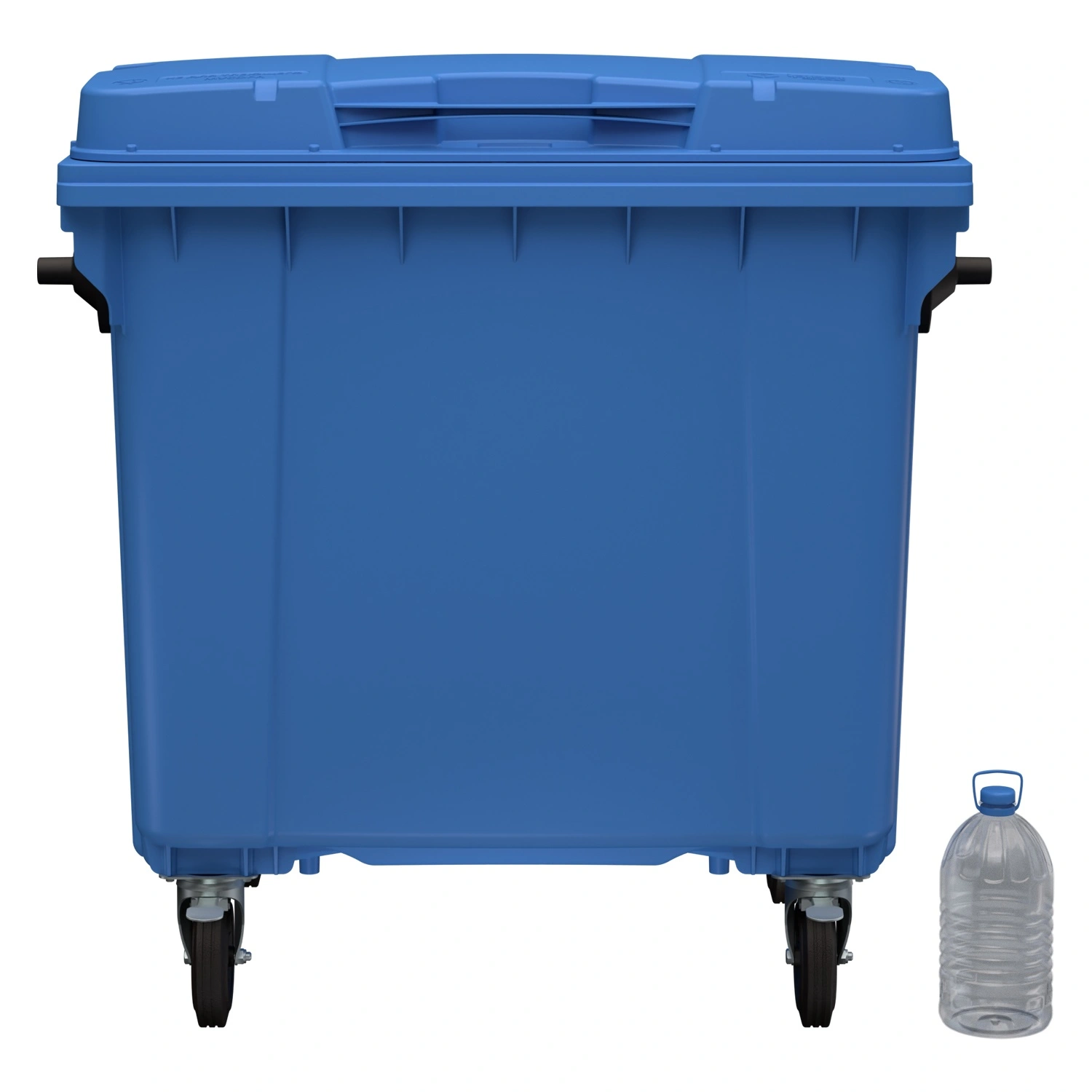 Мусорный контейнер 1100 л iPlast тёмно-голубой 4-колёсный с тёмно-голубой крышкой N1 (20.807.1)
