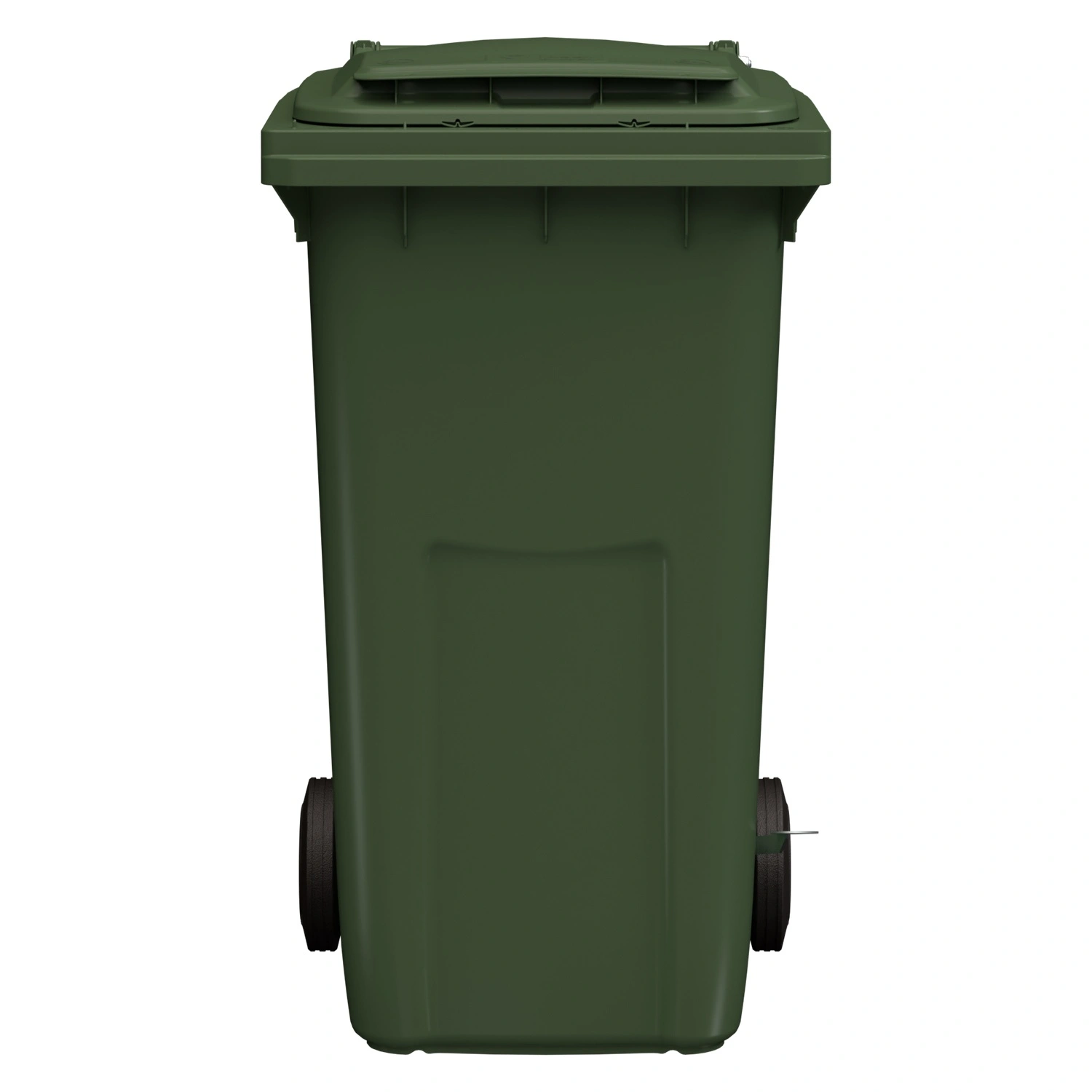 Мусорный контейнер 240 л iPlast зелёный 2-колёсный (д. 200 мм) с зелёной крышкой NEW (20.808)