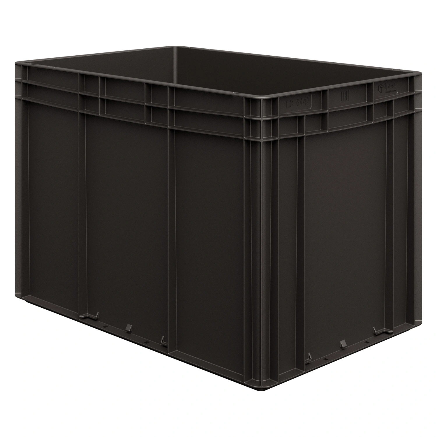 Евроконтейнер ЕС-6442.2 600х400х420 мм iPlast чёрный ЭКО со сплошным дном, закрытыми ручками