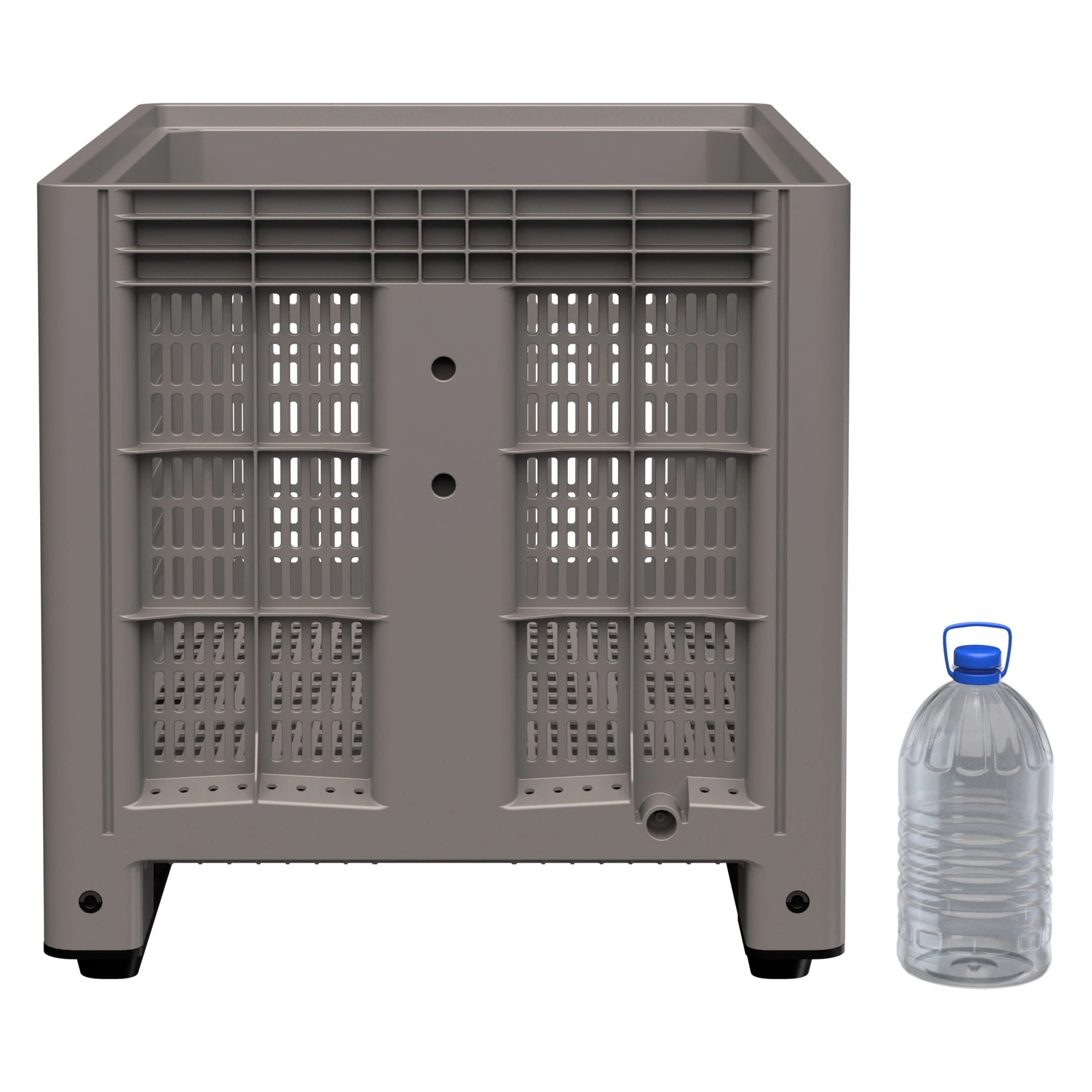 Большой контейнер 1200x800x800 мм iPlast iBOX серый c перфорированными стенками и дном, на полозьях Большой контейнер 1200x800x800 мм iPlast iBOX серый c перфорированными стенками и дном, на полозьях