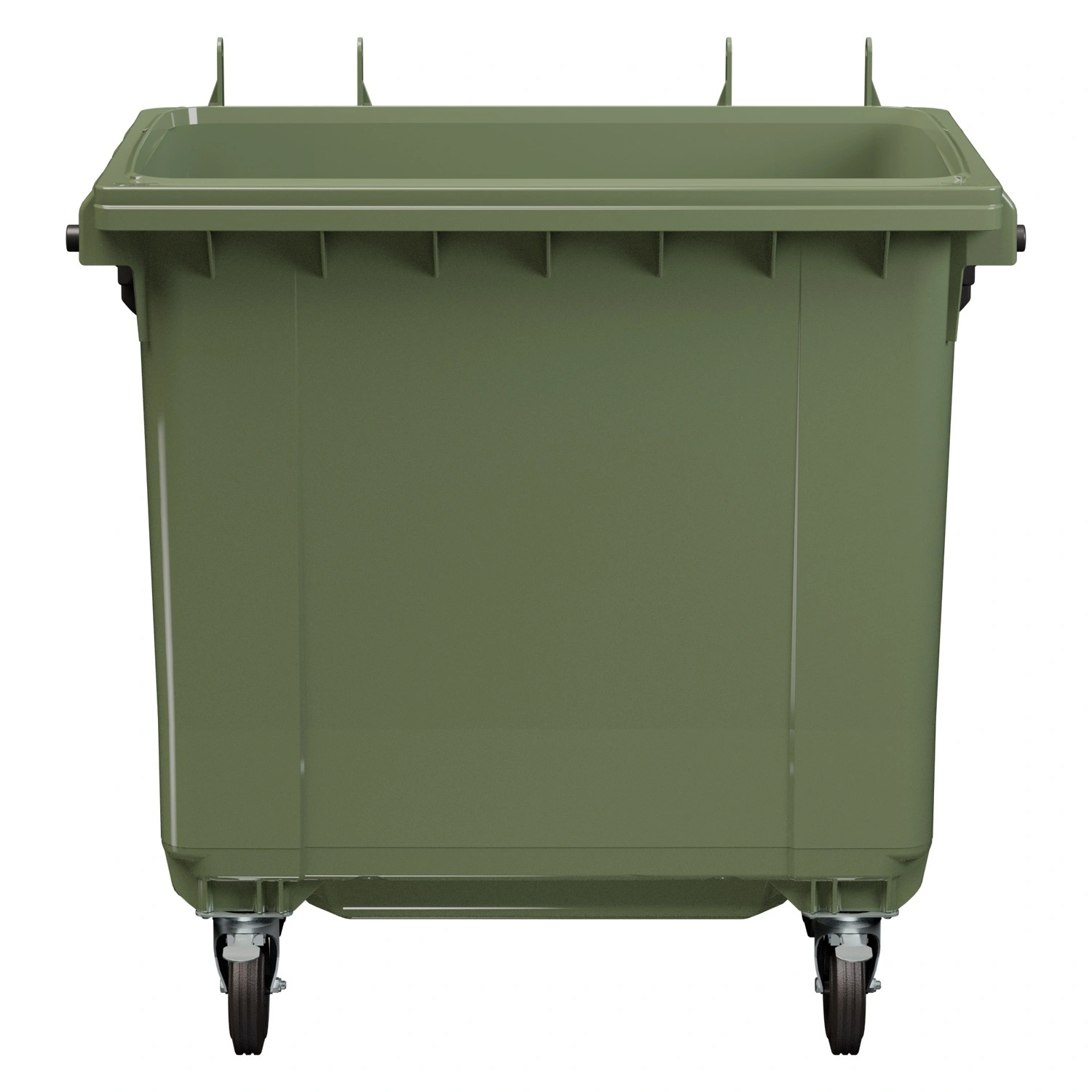 Мусорный бак (боди) мусорного контейнера 770 л iPlast зелёный 4-колёсный с цапфами и заглушкой