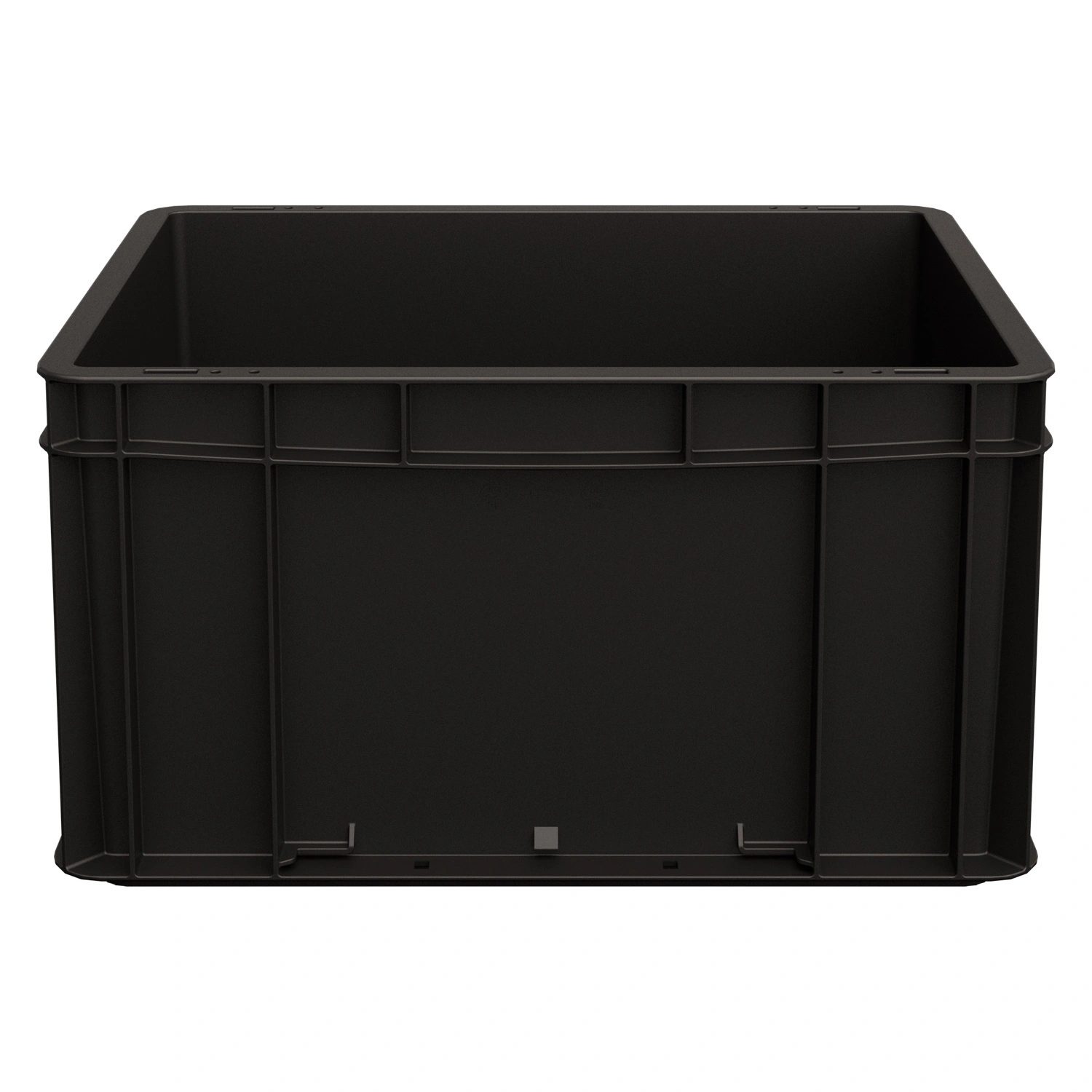 Евроконтейнер ЕС-4322.4 400х300х220 мм iPlast чёрный ЭКО с усиленным дном, закрытыми ручками