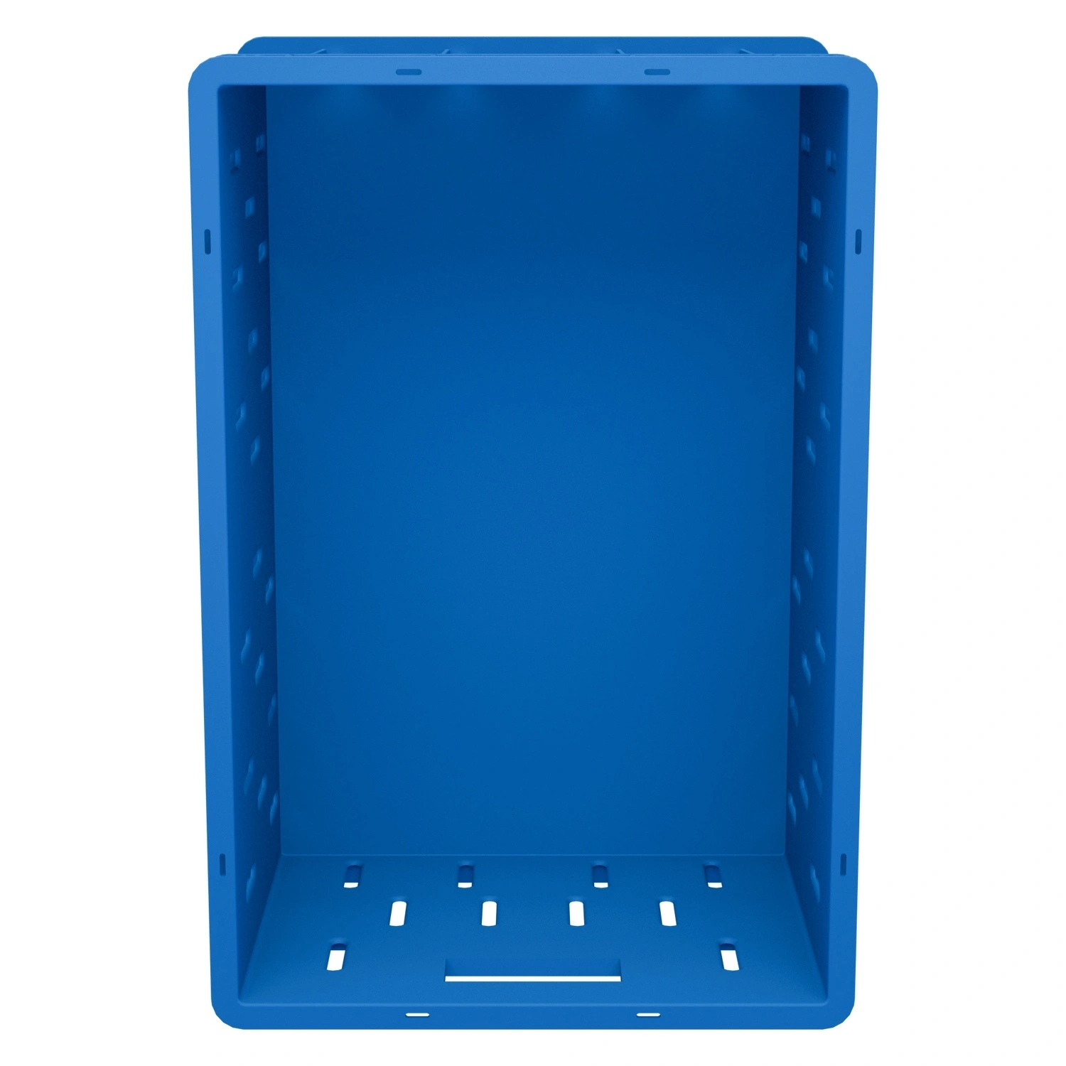 Пищевой ящик универсальный 600х400х259 мм iPlast синий ЭКО с перфорированными стенками и сплошным дном