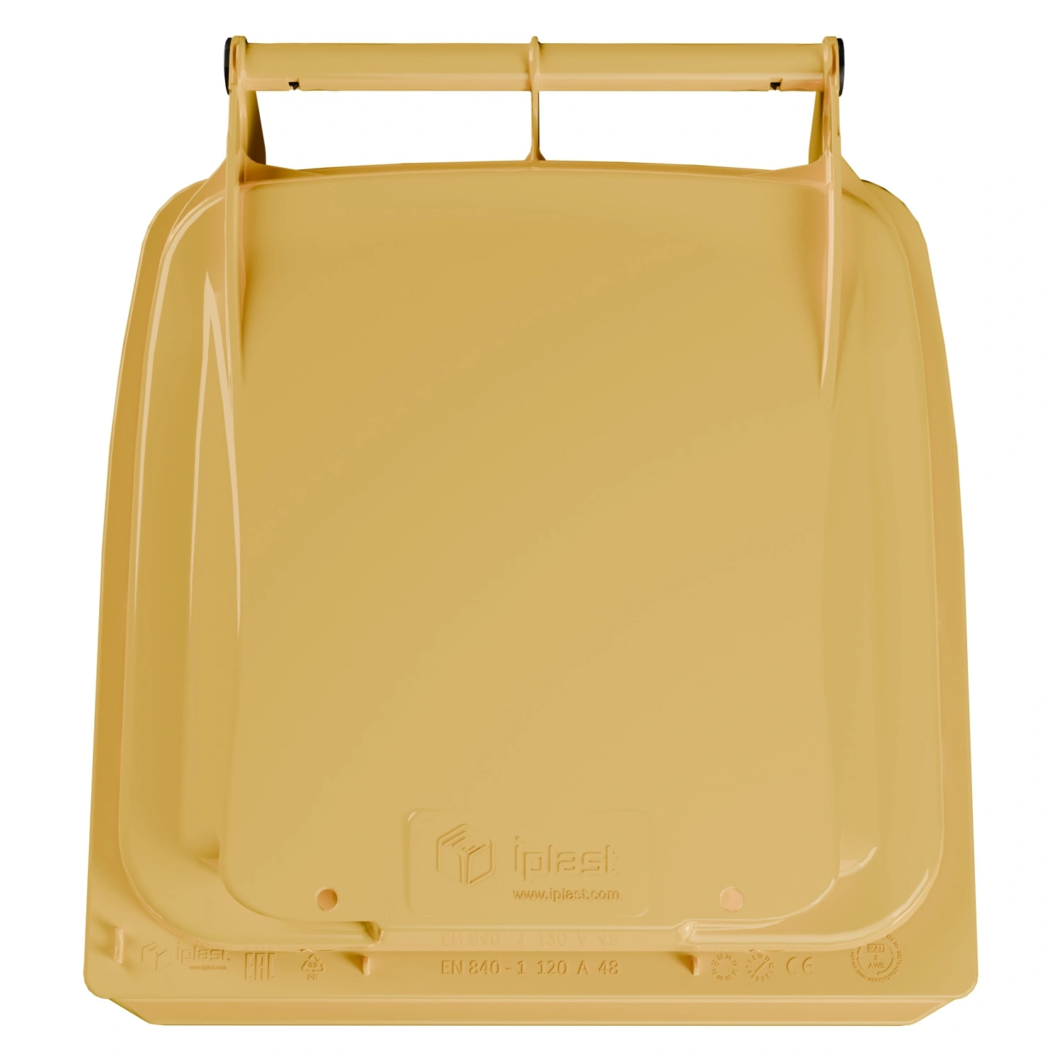 Мусорный контейнер 120 л iPlast жёлтый 2-колёсный (д. 200 мм) с жёлтой крышкой NEW (20.805)