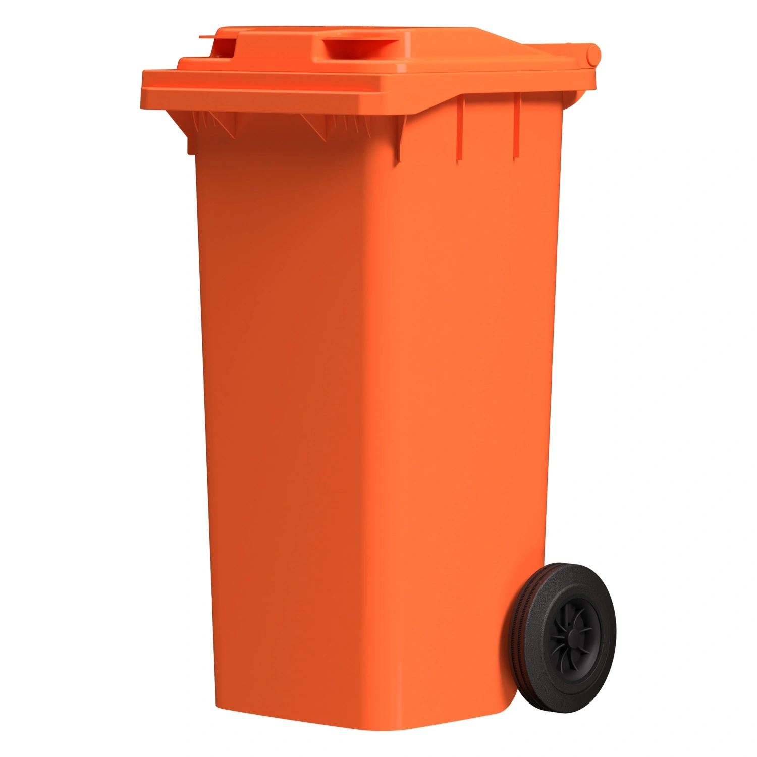 Мусорный контейнер 120 л iPlast оранжевый 2-колёсный (д. 200 мм) с оранжевой крышкой