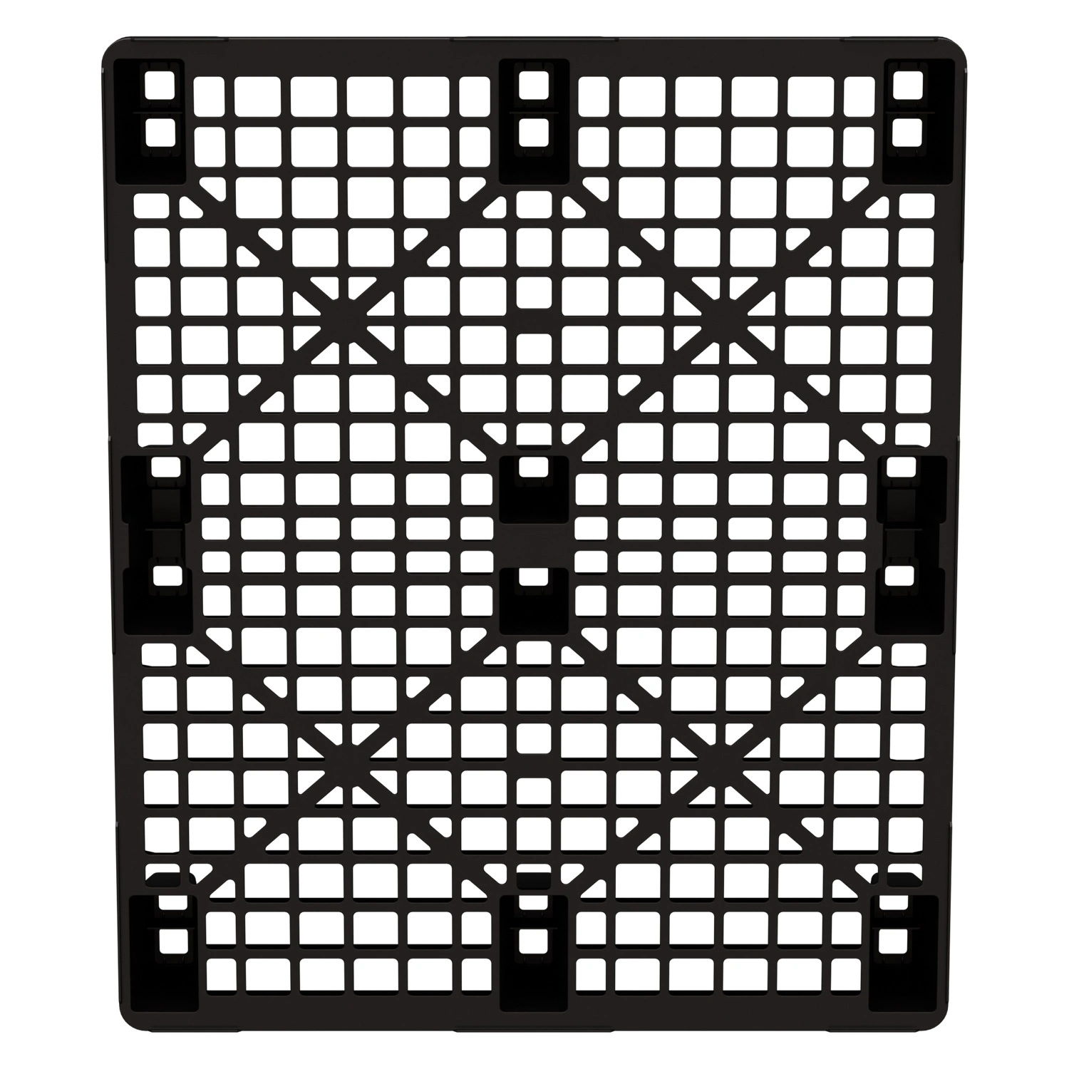 Пластиковый паллет 1200х1000х135 мм iPlast чёрный ЭКО+ перфорированный на ножках с бортиком 