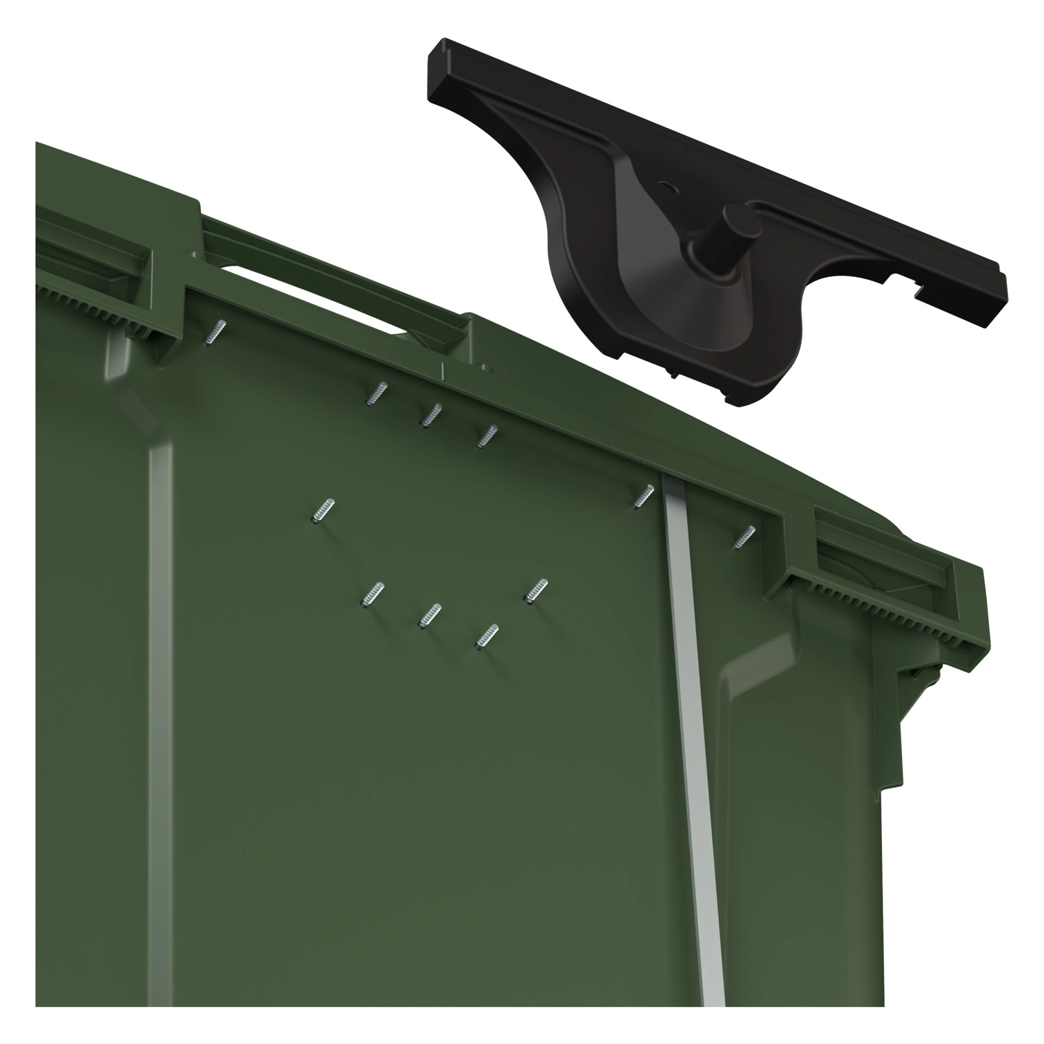 Мусорный контейнер 1100 л iPlast зелёный 4-колёсный с зелёной крышкой и педалью открывания Мусорный контейнер 1100 л iPlast зелёный 4-колёсный с зелёной крышкой и педалью открывания