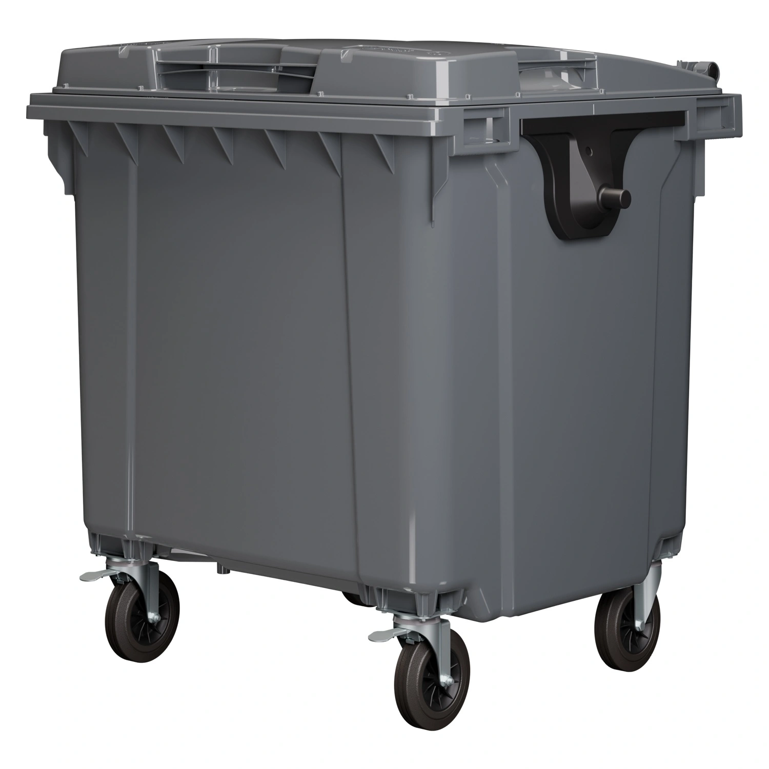 Мусорный контейнер 1100 л iPlast тёмно-серый 4-колёсный с тёмно-серой крышкой N1 (20.807.1)