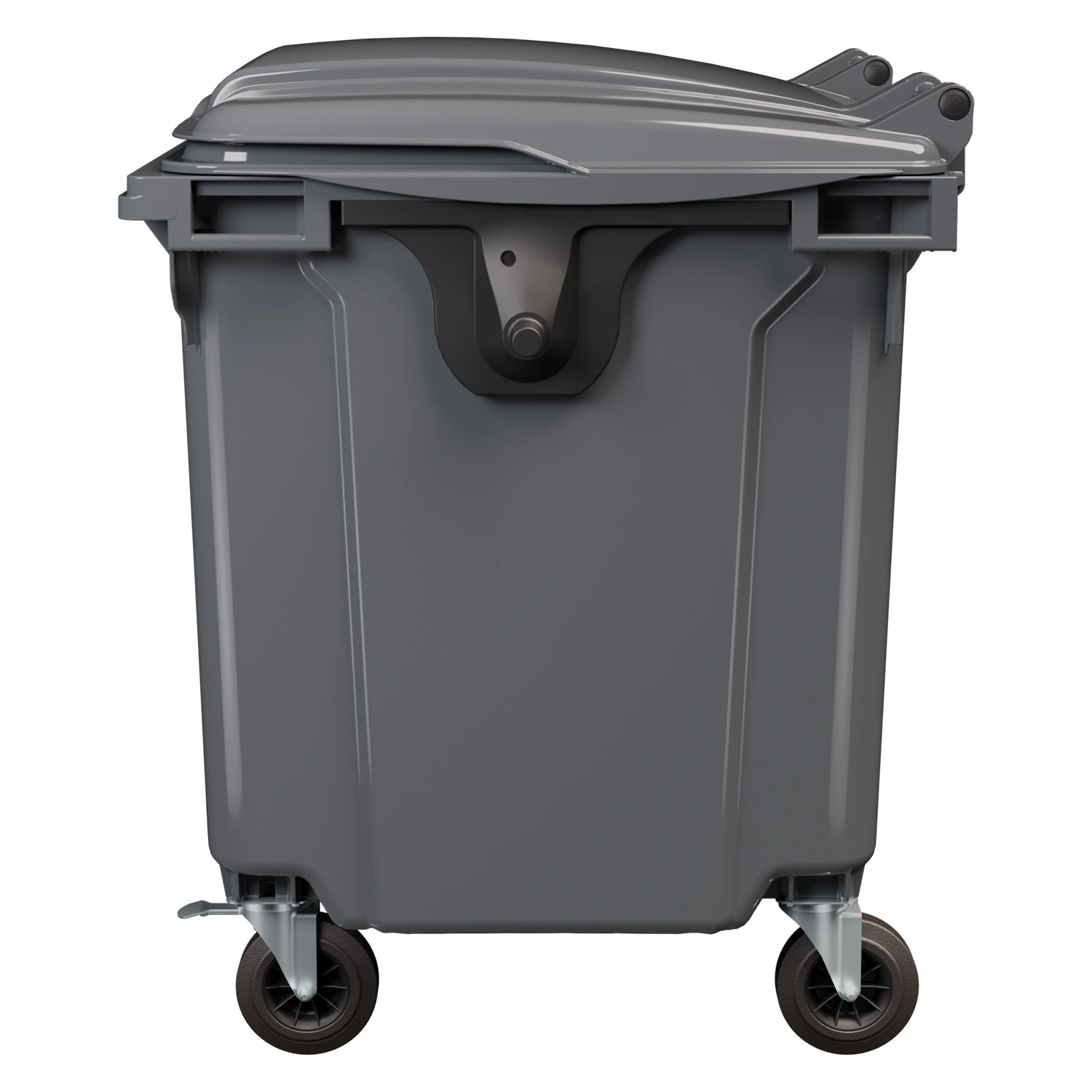 Мусорный контейнер 1100 л iPlast тёмно-серый 4-колёсный с тёмно-серой крышкой N2 (20.807.2)
