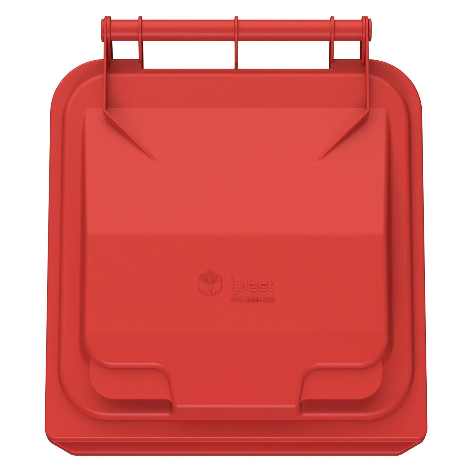 Мусорный контейнер 120 л iPlast красный 2-колёсный (д. 200 мм) с красной крышкой