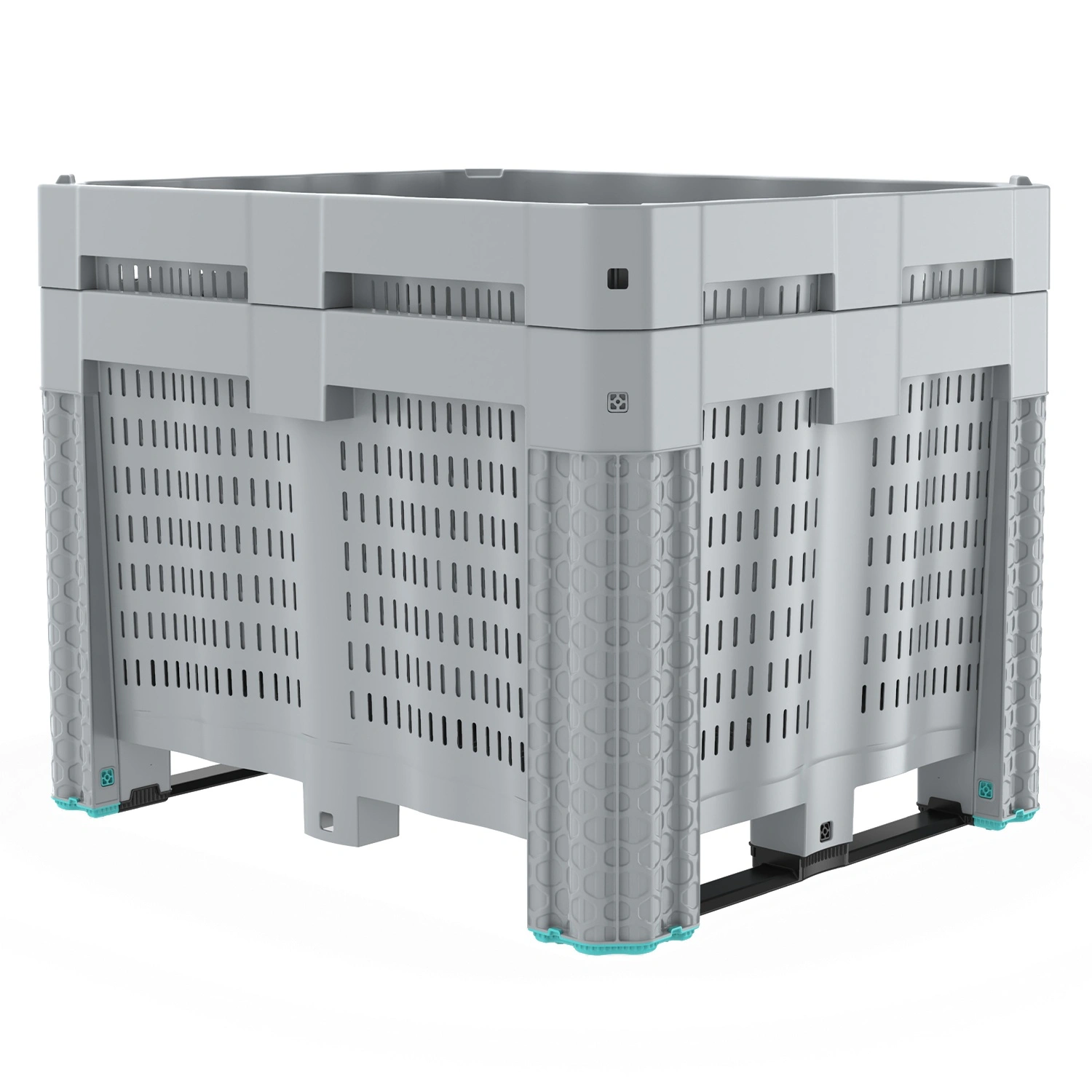 Большой контейнер 1200х1000х790 мм вкладываемый с перфорированными стенками и дном на полозьях