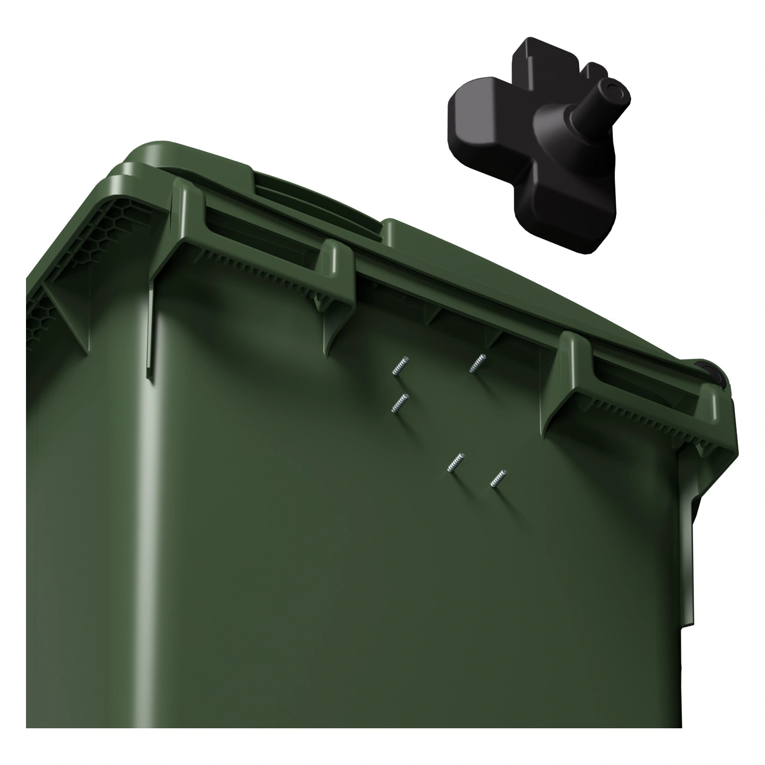 Мусорный контейнер 770 л iPlast зелёный 4-колёсный с зелёной крышкой и мини-крышкой