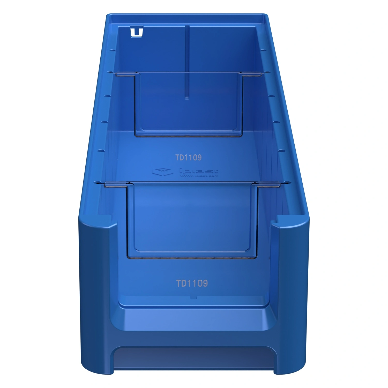 Полочный контейнер SK-4109 400х117х90 мм iPlast голубой с 2 поперечными перегородками