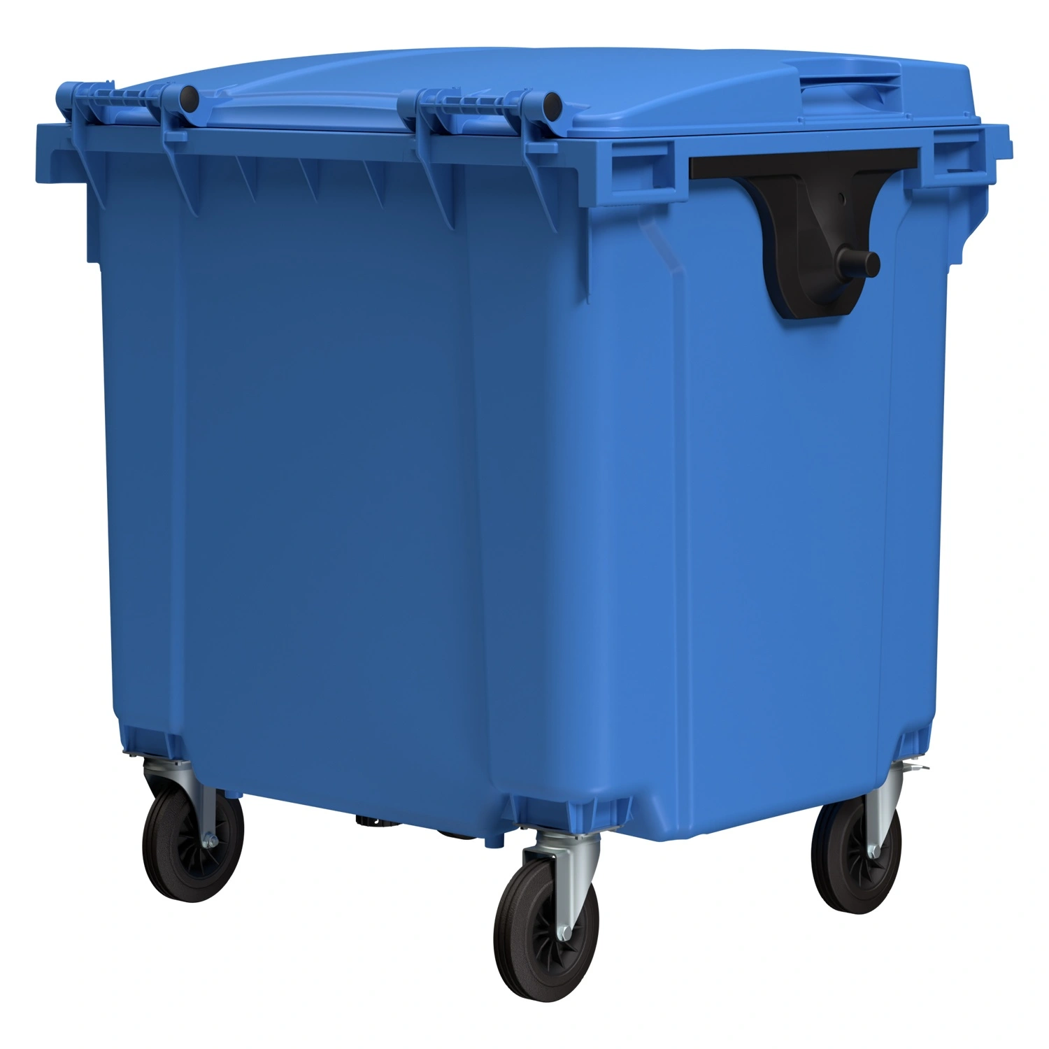 Мусорный контейнер 1100 л iPlast тёмно-голубой 4-колёсный с тёмно-голубой крышкой N1 (20.807.1)