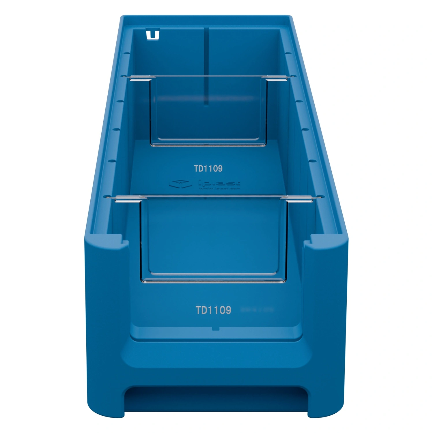 Полочный контейнер SK-4109 400х117х90 мм iPlast голубой с 2 поперечными перегородками