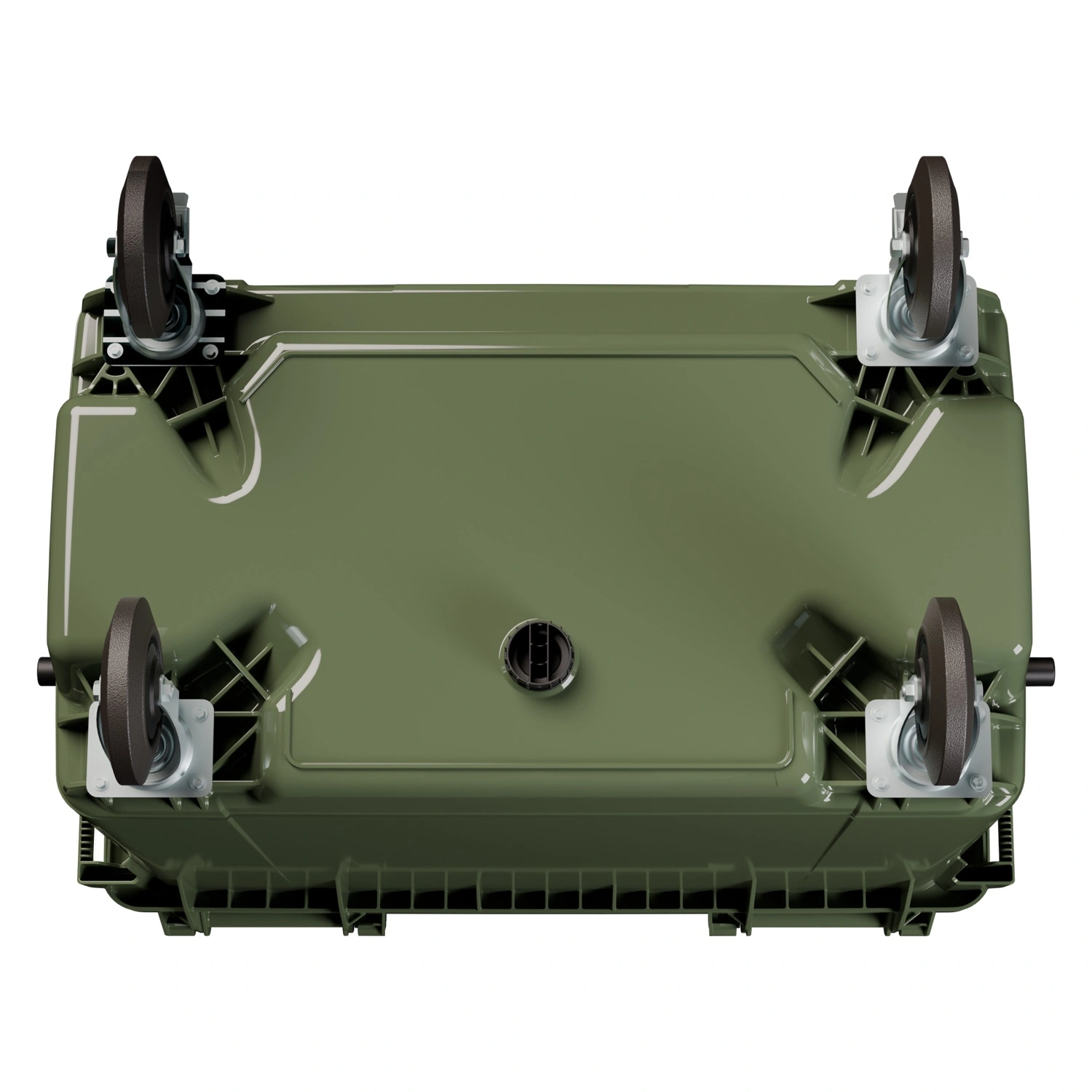 Мусорный контейнер 660 л iPlast зелёный 4-колёсный с зелёной крышкой