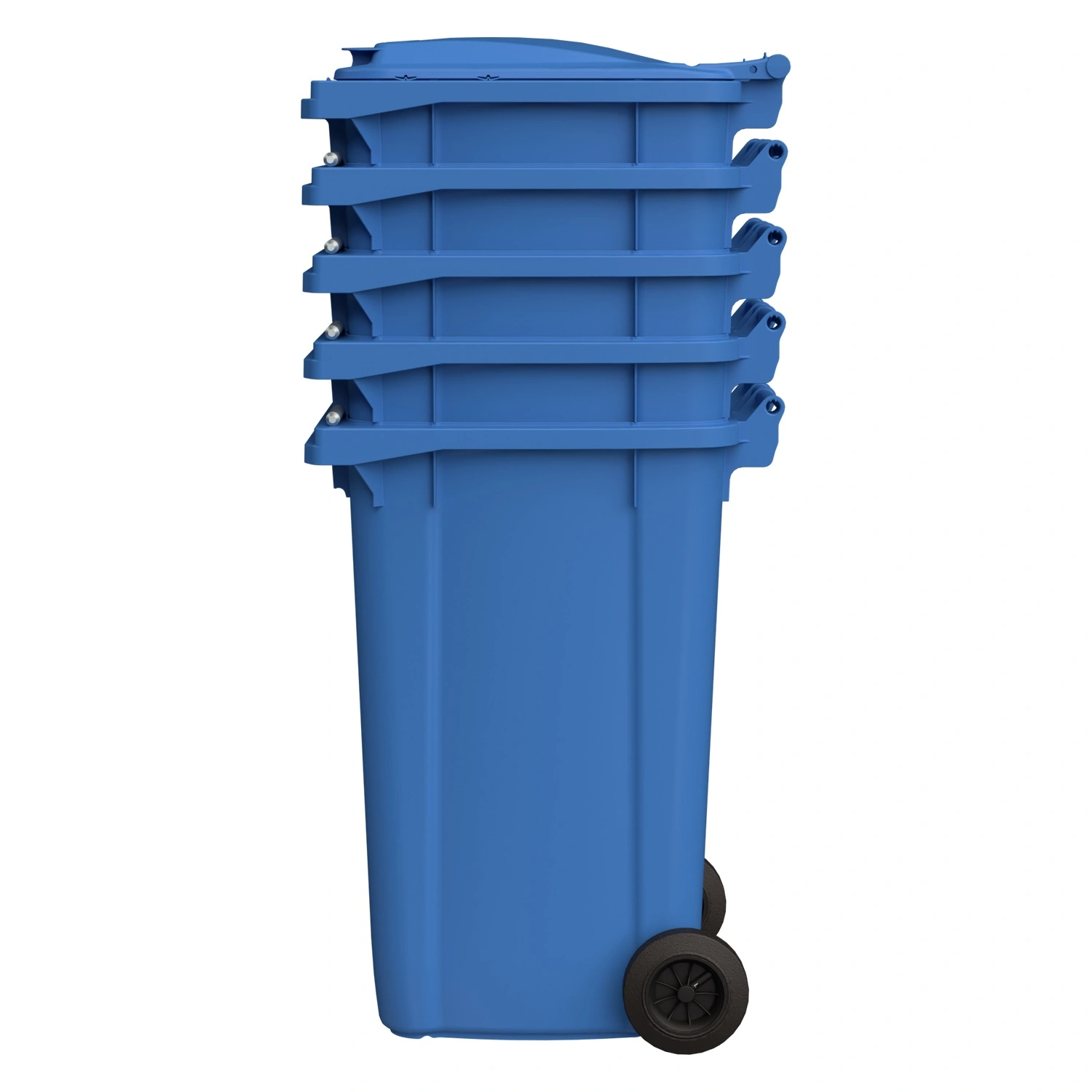 Мусорный контейнер 240 л iPlast тёмно-голубой 2-колёсный (д. 200 мм) с тёмно-голубой крышкой