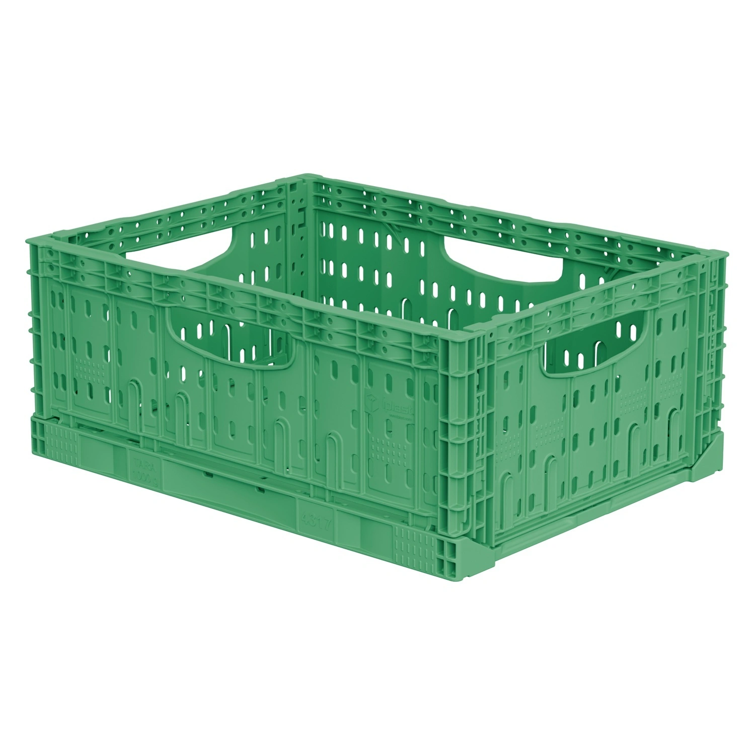 Складной ящик FC-4317 400х300х170 мм iPlast зелёный перфорированный