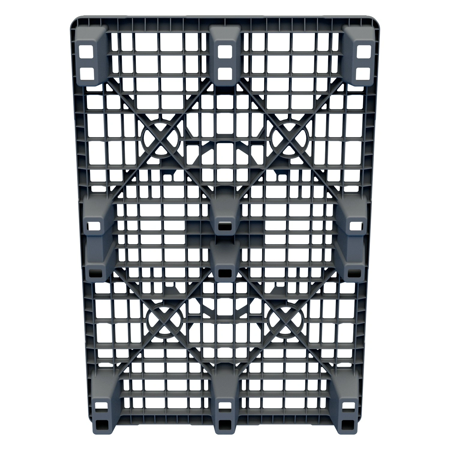 Пластиковый паллет 1200x800x140 мм iPlast серый перфорированный на ножках с бортиком