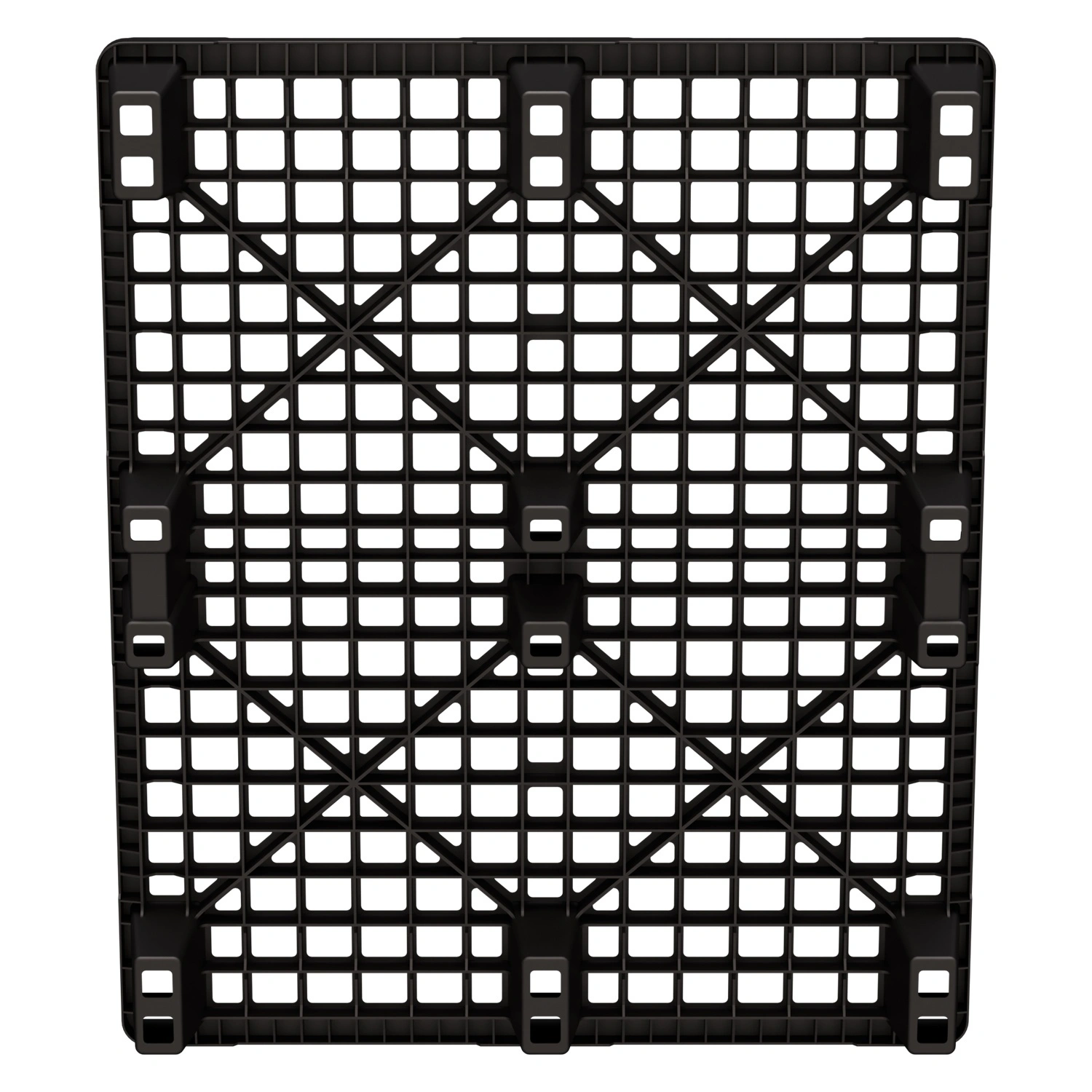 Пластиковый паллет 1200х1000х135 мм iPlast чёрный ЭКО+ перфорированный на ножках с бортиком 