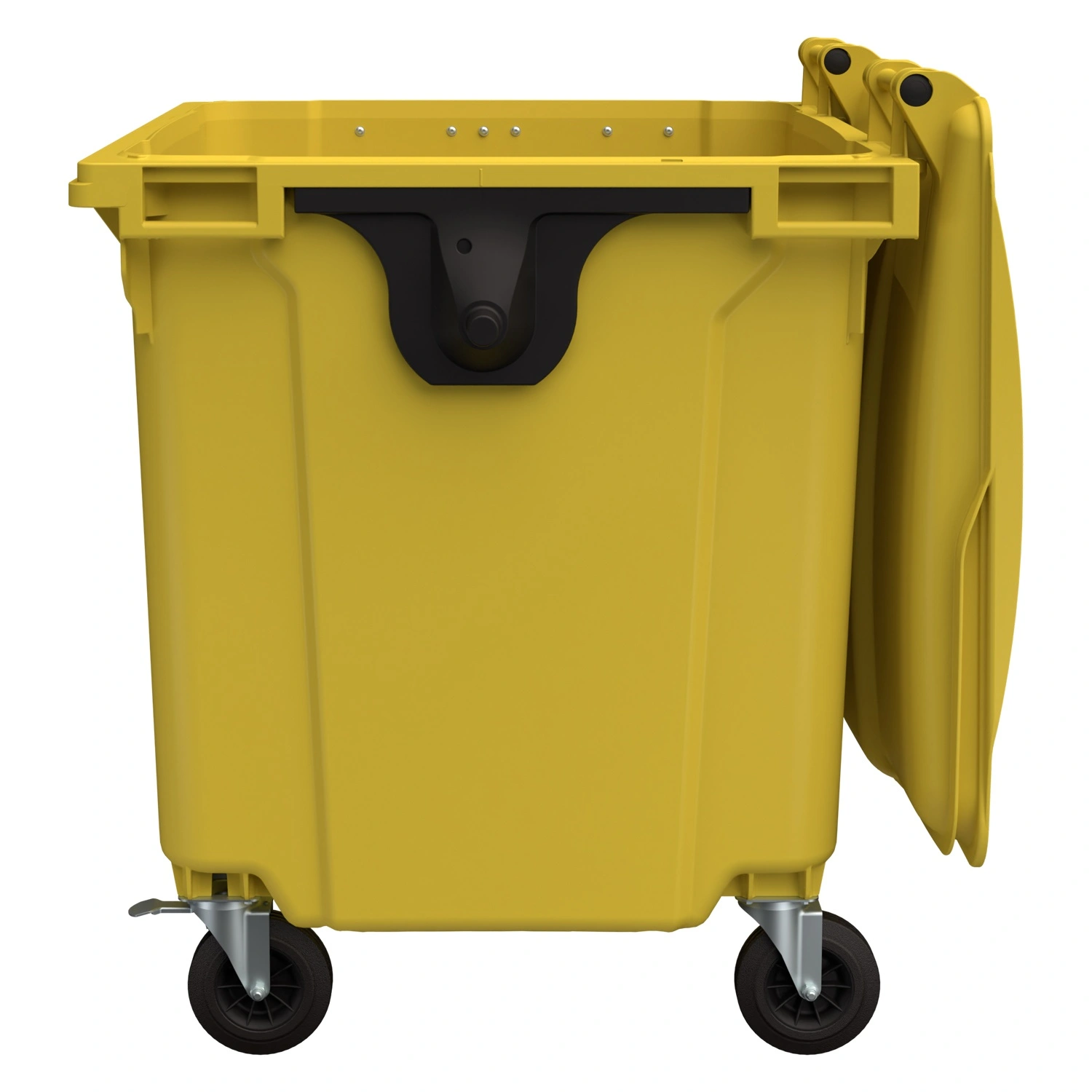 Мусорный контейнер 1100 л iPlast жёлтый 4-колёсный с жёлтой крышкой N2 (20.807.2)