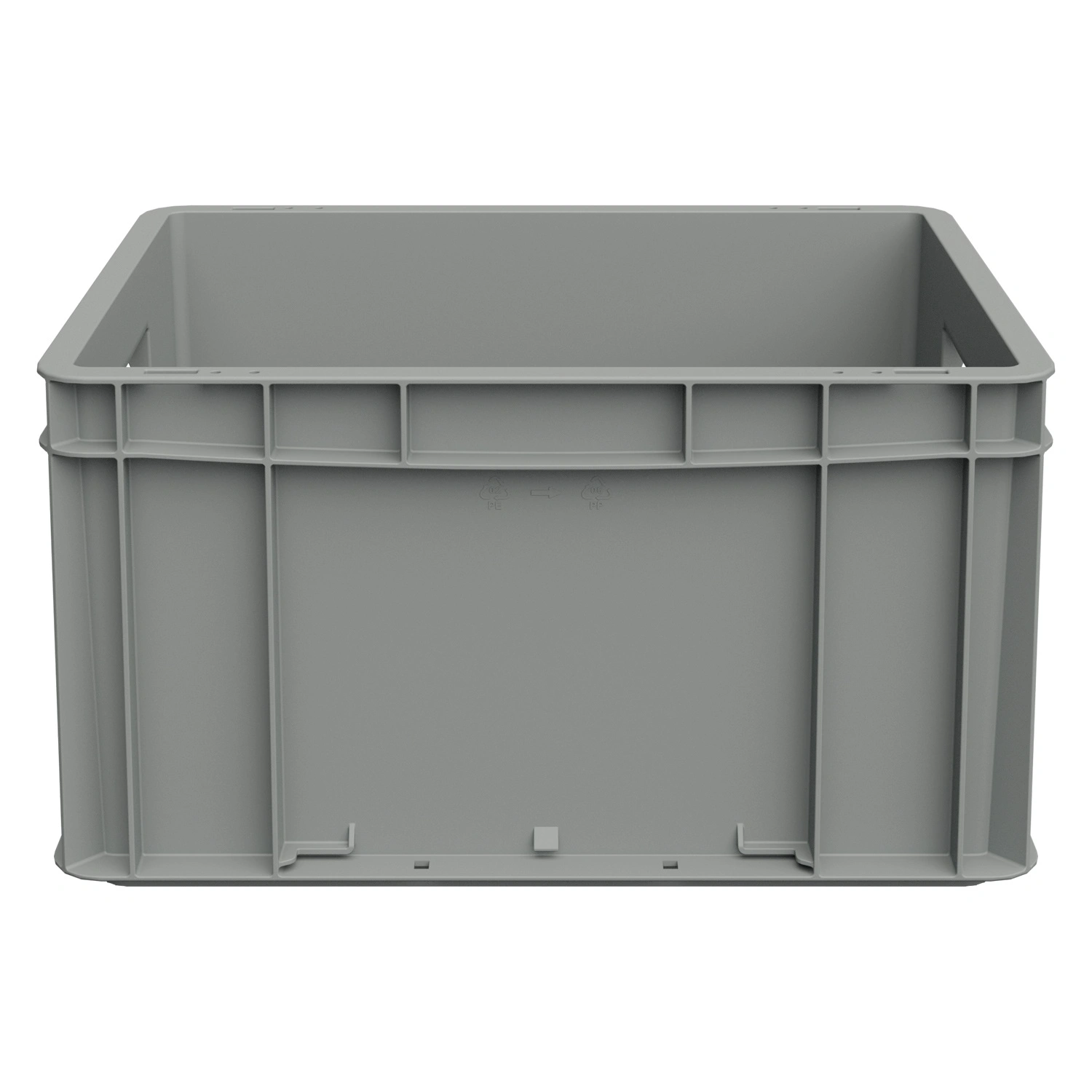 Евроконтейнер ЕС-4322.3 400х300х220 мм iPlast светло-серый с усиленным дном и открытыми ручками