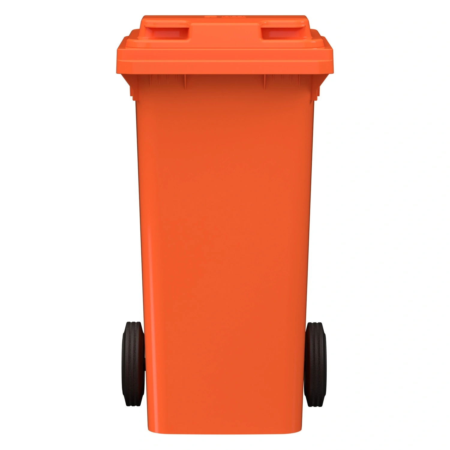 Мусорный контейнер 120 л iPlast оранжевый 2-колёсный (д. 200 мм) с оранжевой крышкой