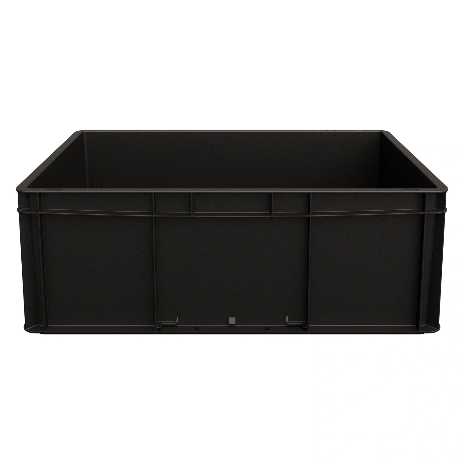 Евроконтейнер ЕС-6422.2 600х400х220 мм iPlast чёрный ЭКО со сплошным дном, закрытыми ручками