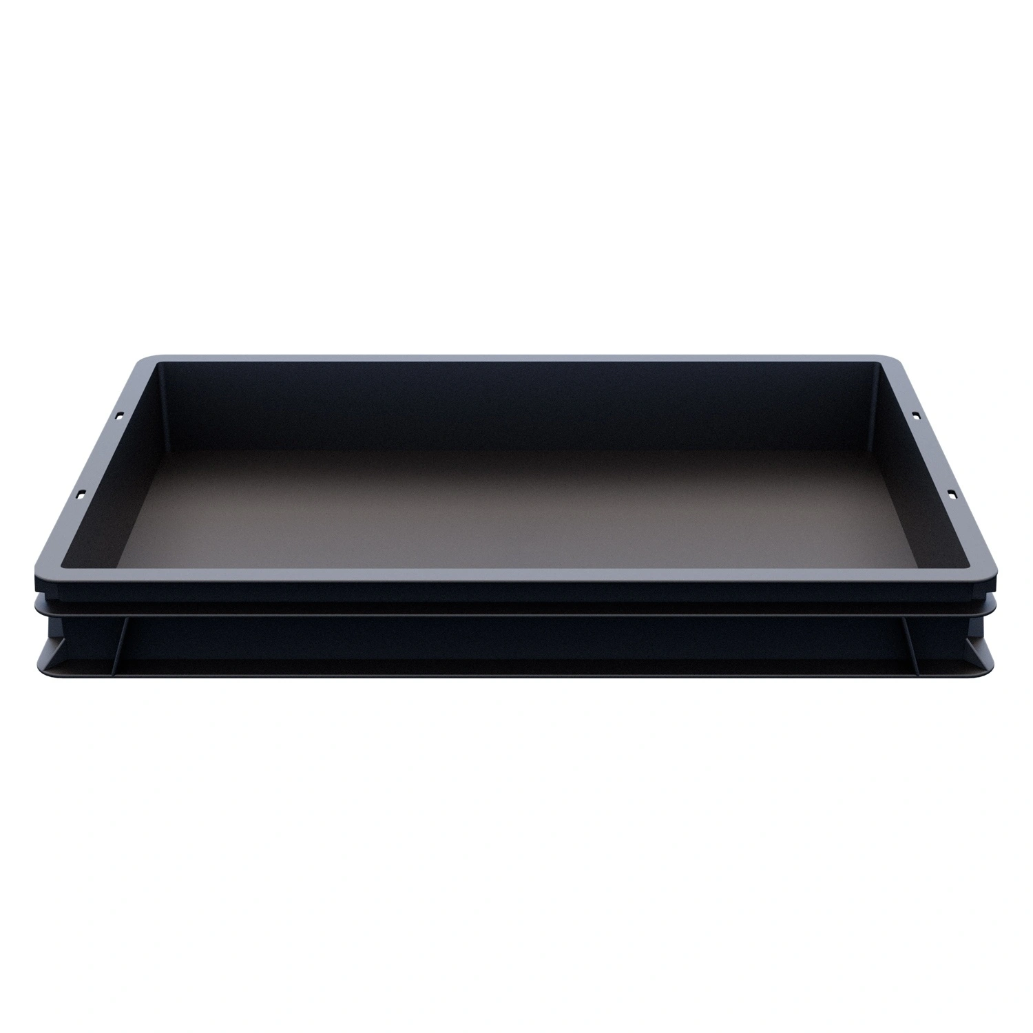 Пищевой ящик универсальный 600х400х75 мм iPlast чёрный ЭКО со сплошными стенками и дном