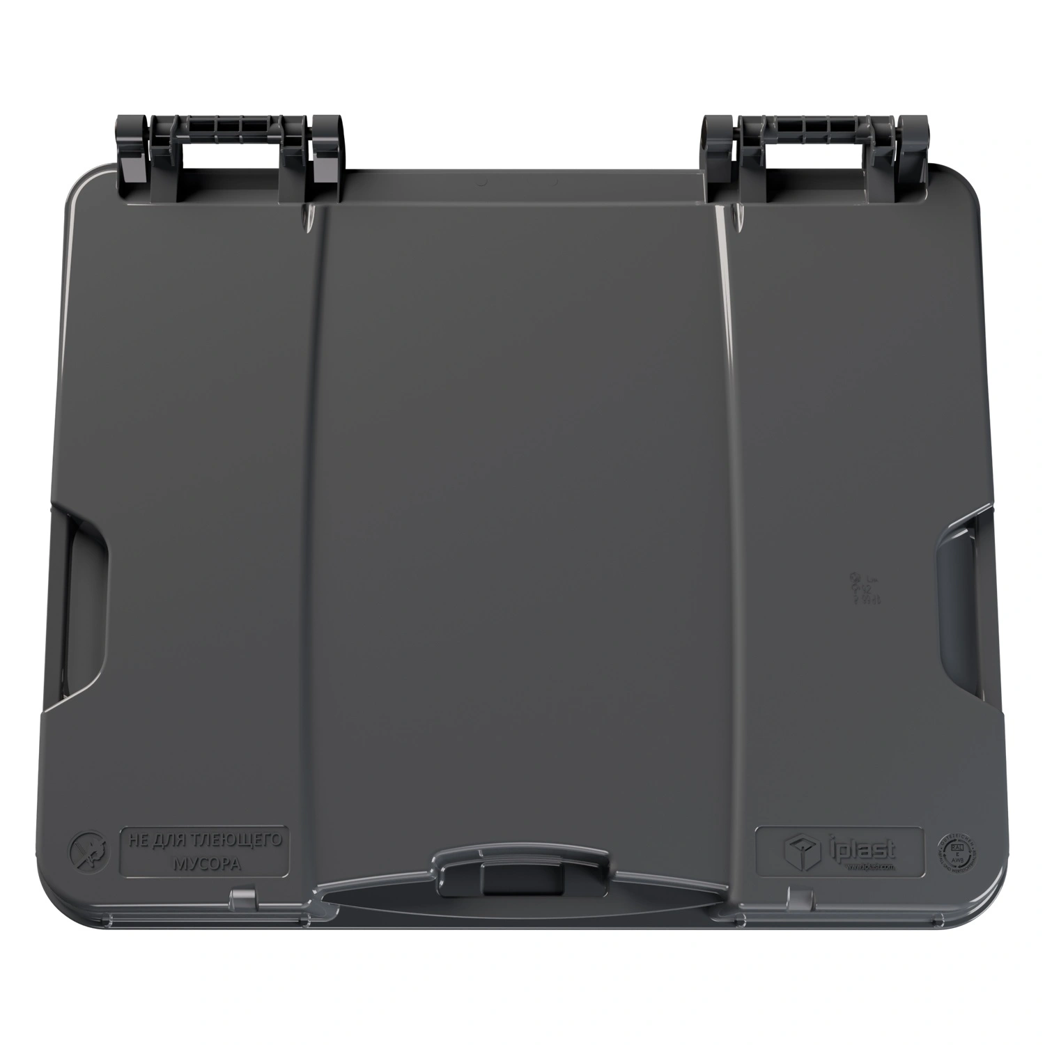 Крышка для мусорного контейнера 1100 л iPlast тёмно-серая c осями для крепления