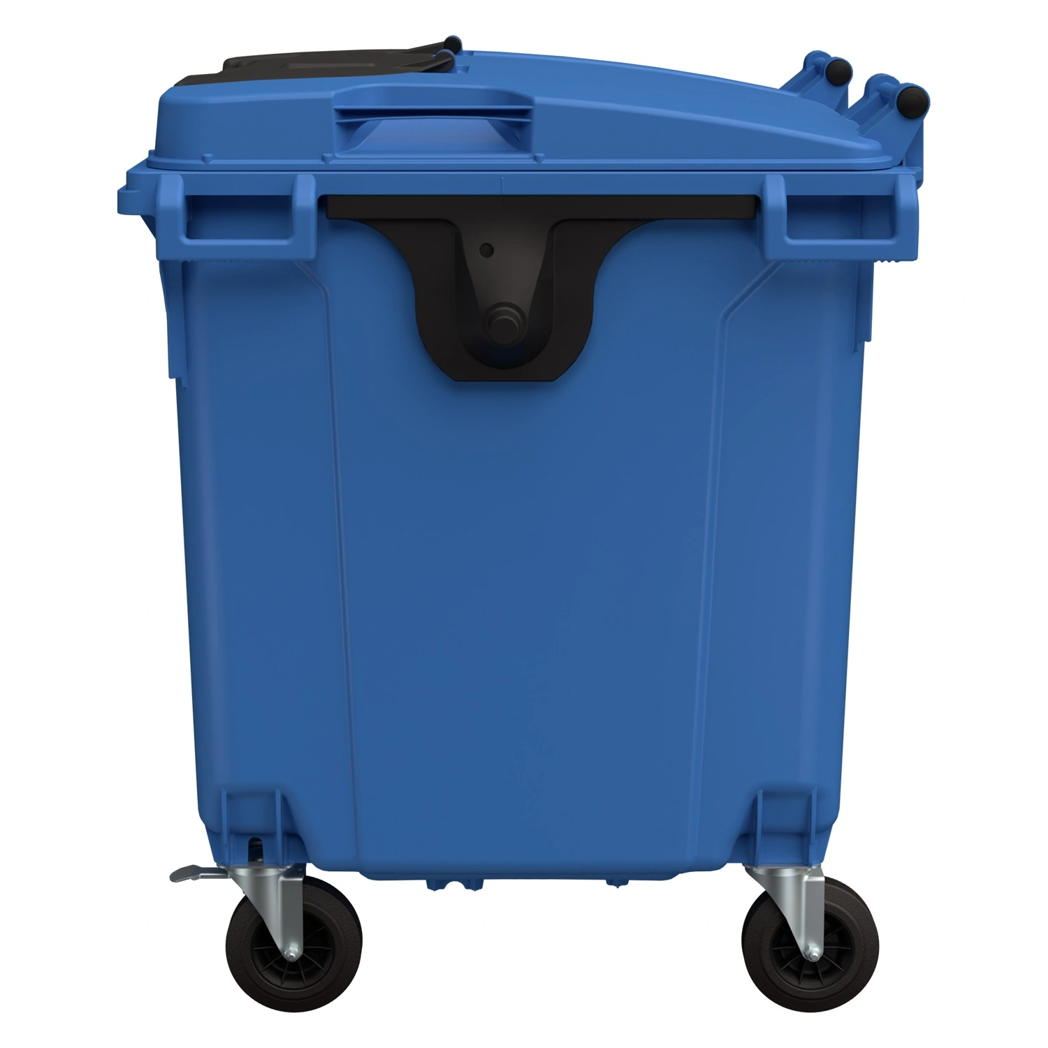 Мусорный контейнер 1100 л iPlast тёмно-голубой 4-колёсный с тёмно-голубой крышкой и тёмно-серой крышкой TwinLid Мусорный контейнер 1100 л iPlast тёмно-голубой 4-колёсный с тёмно-голубой крышкой и тёмно-серой крышкой TwinLid