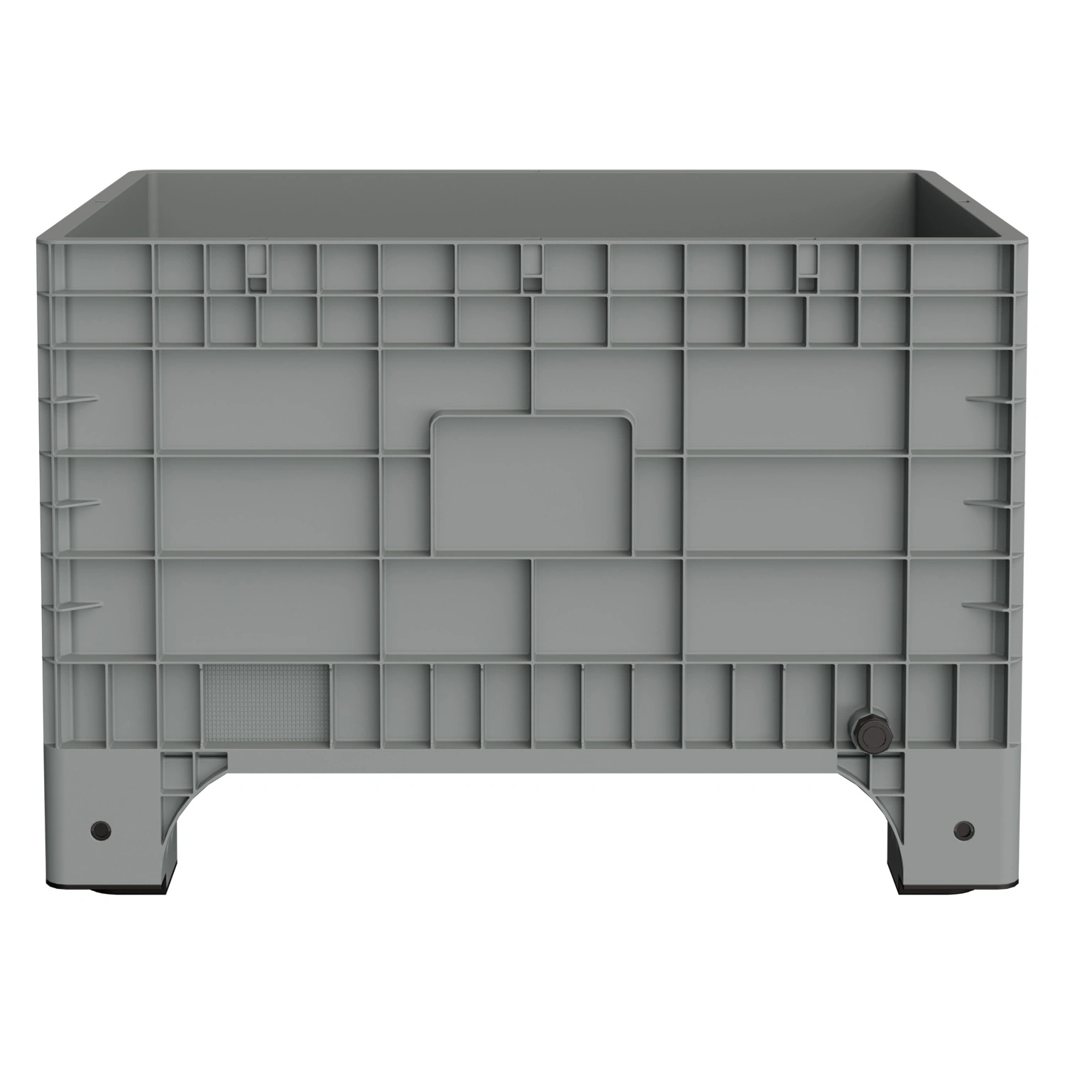 Большой контейнер 1020х640х675 мм iPlast iBOX светло-серый со сплош. стенками и дном, на ножках с пробкой 1 дюйм