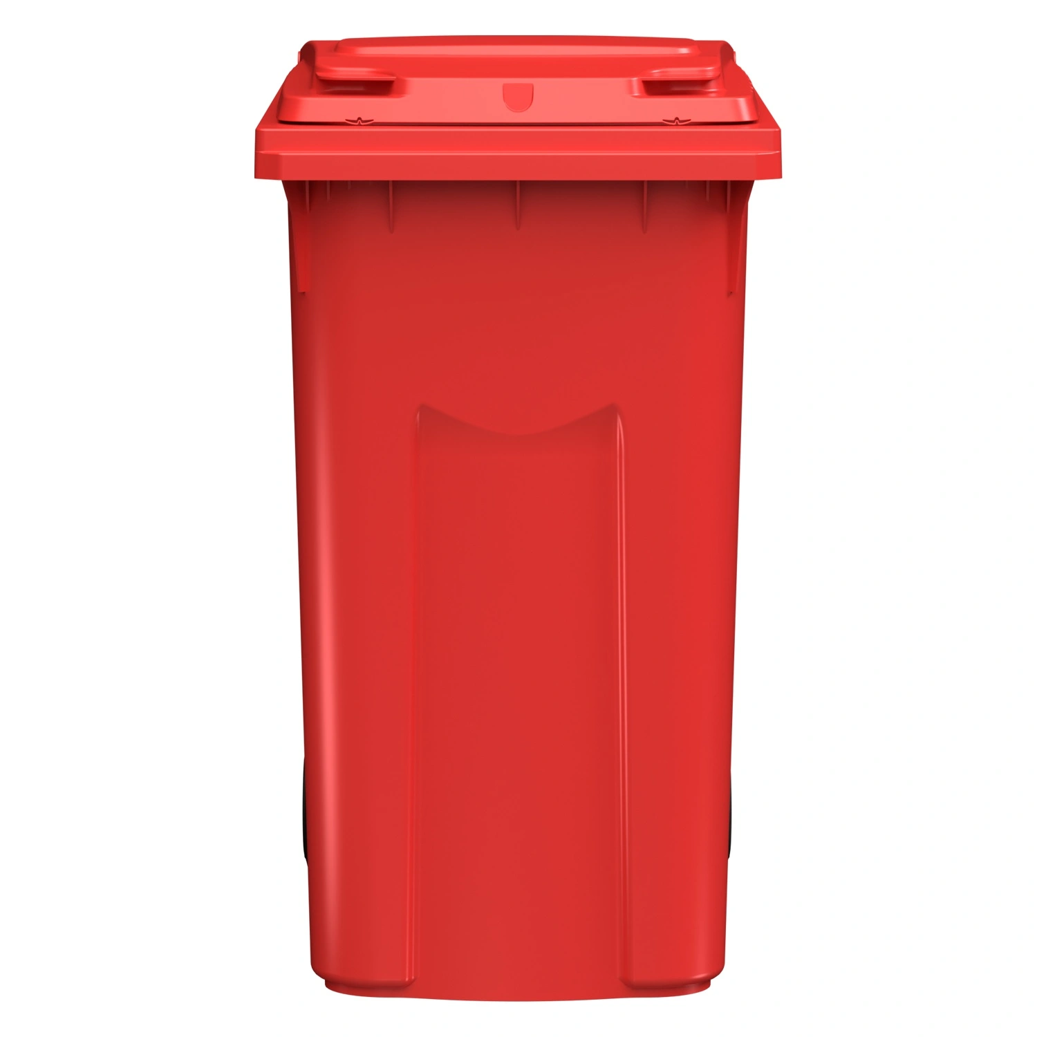 Мусорный контейнер 360 л iPlast красный 2-колёсный (д. 200 мм) с красной крышкой