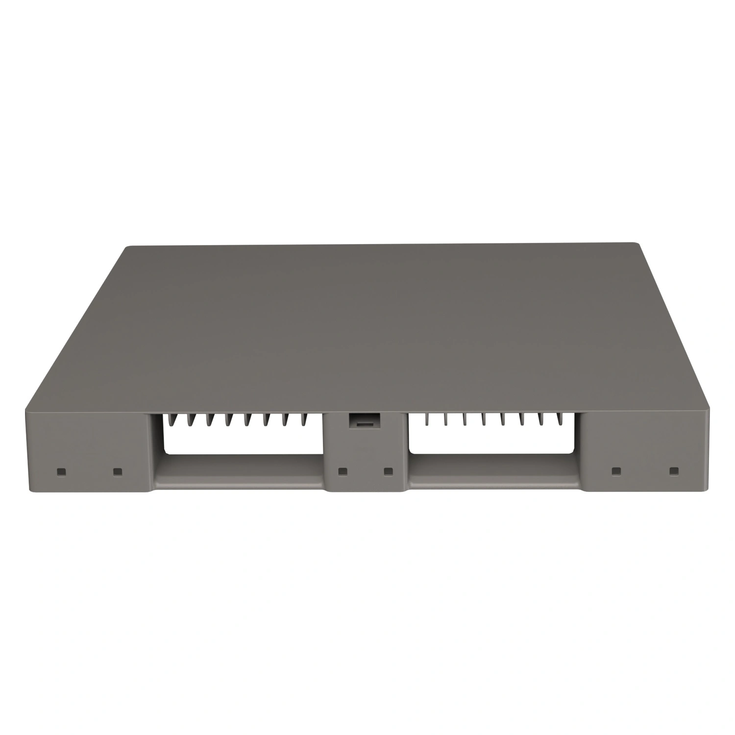 Пластиковый паллет 1200х1000х150 мм iPlast серый сплошной на 3 полозьях без бортика Пластиковый паллет 1200х1000х150 мм iPlast серый сплошной на 3 полозьях без бортика