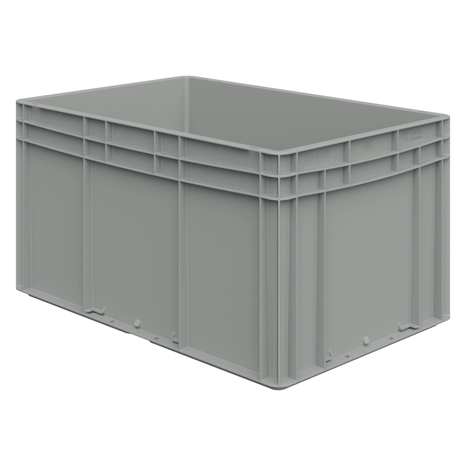 Евроконтейнер ЕС-6432.4 600х400х320 мм iPlast светло-серый с усиленным дном и закрытыми ручками