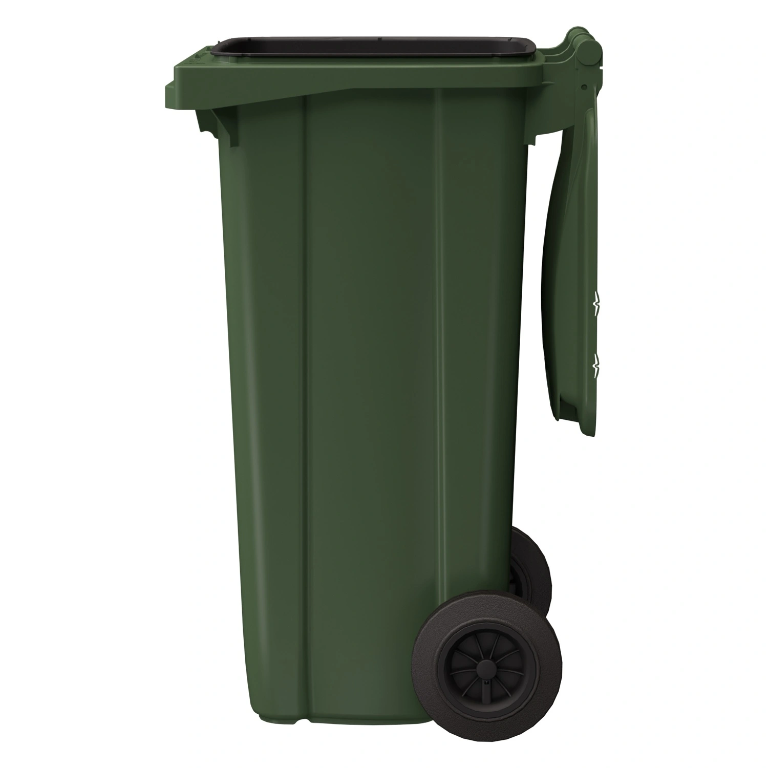 Мусорный контейнер 120 л iPlast зелёный 2-колёсный (д. 200 мм) с зелёной крышкой NEW (20.805)