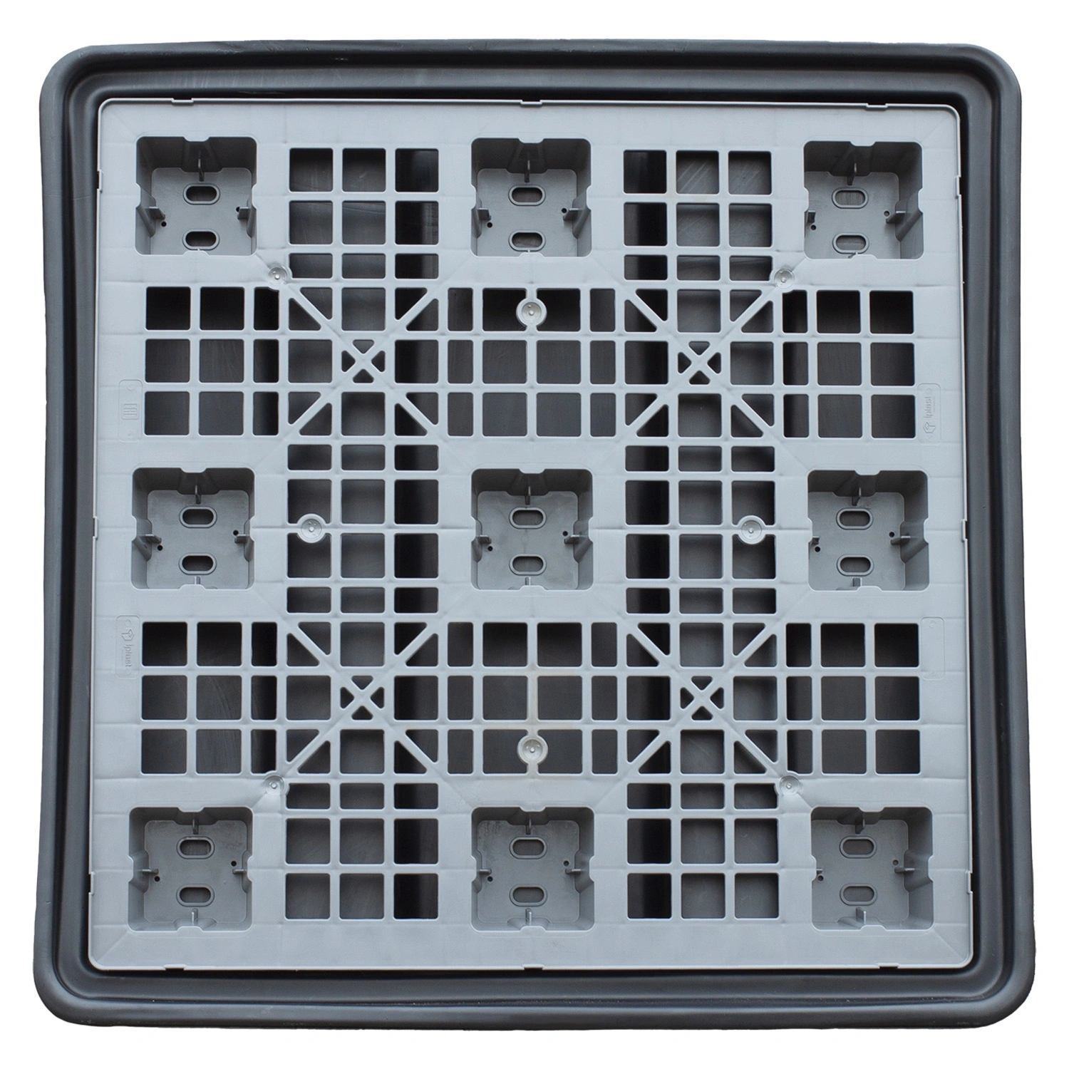 Сточный поддон 1276х1276х160 мм чёрный для 4 бочек