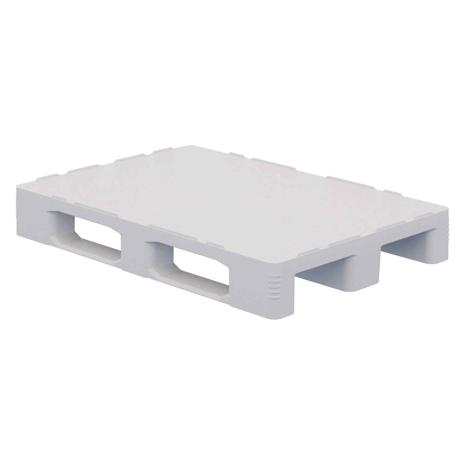 Пластиковый паллет 1200х800х152 мм iPlast белый сплошной на 3 полозьях гигиенический с бортиком