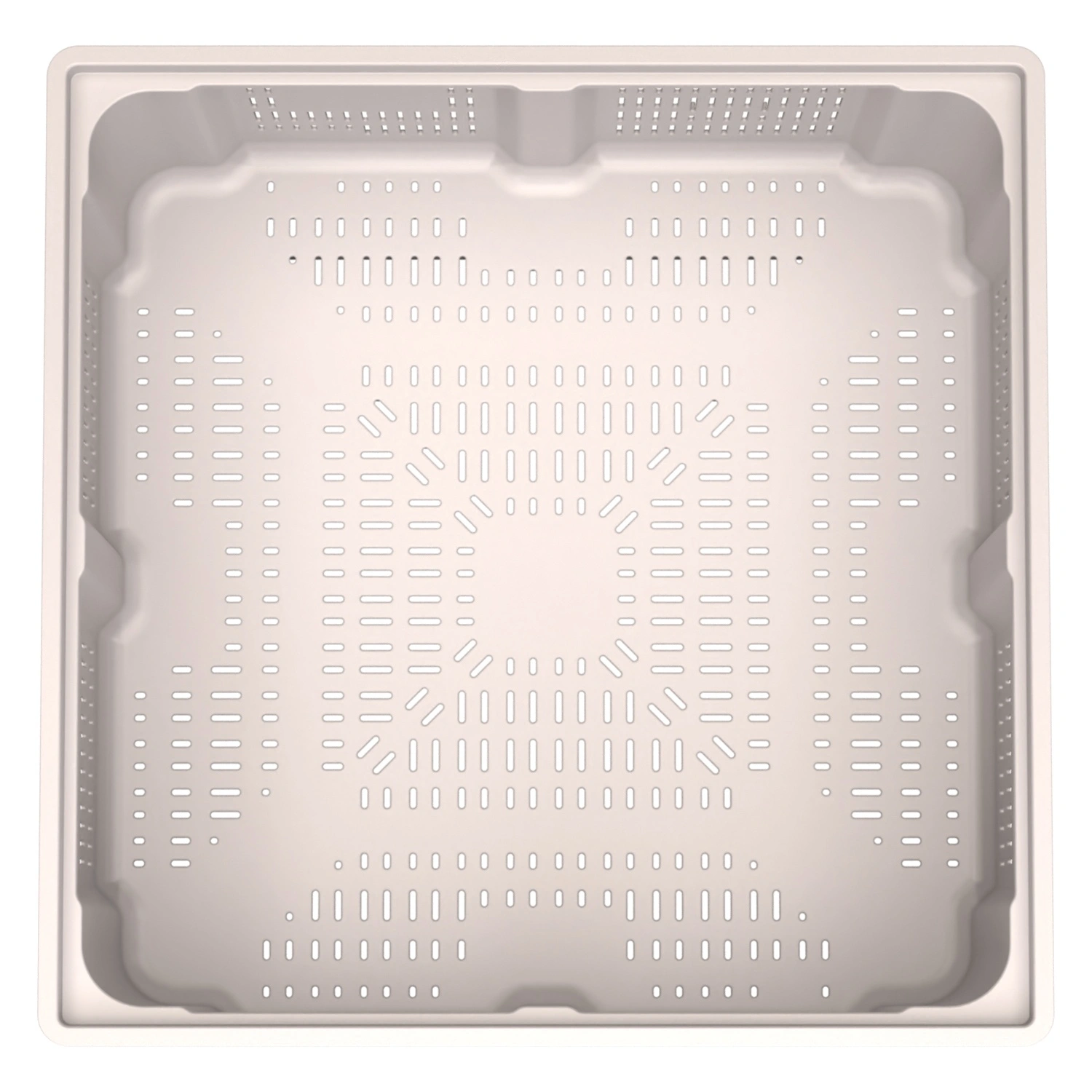 Большой контейнер 1130x1130x580 мм iPlast iBOX светло-серый c перфорированными стенками и дном, на ножках